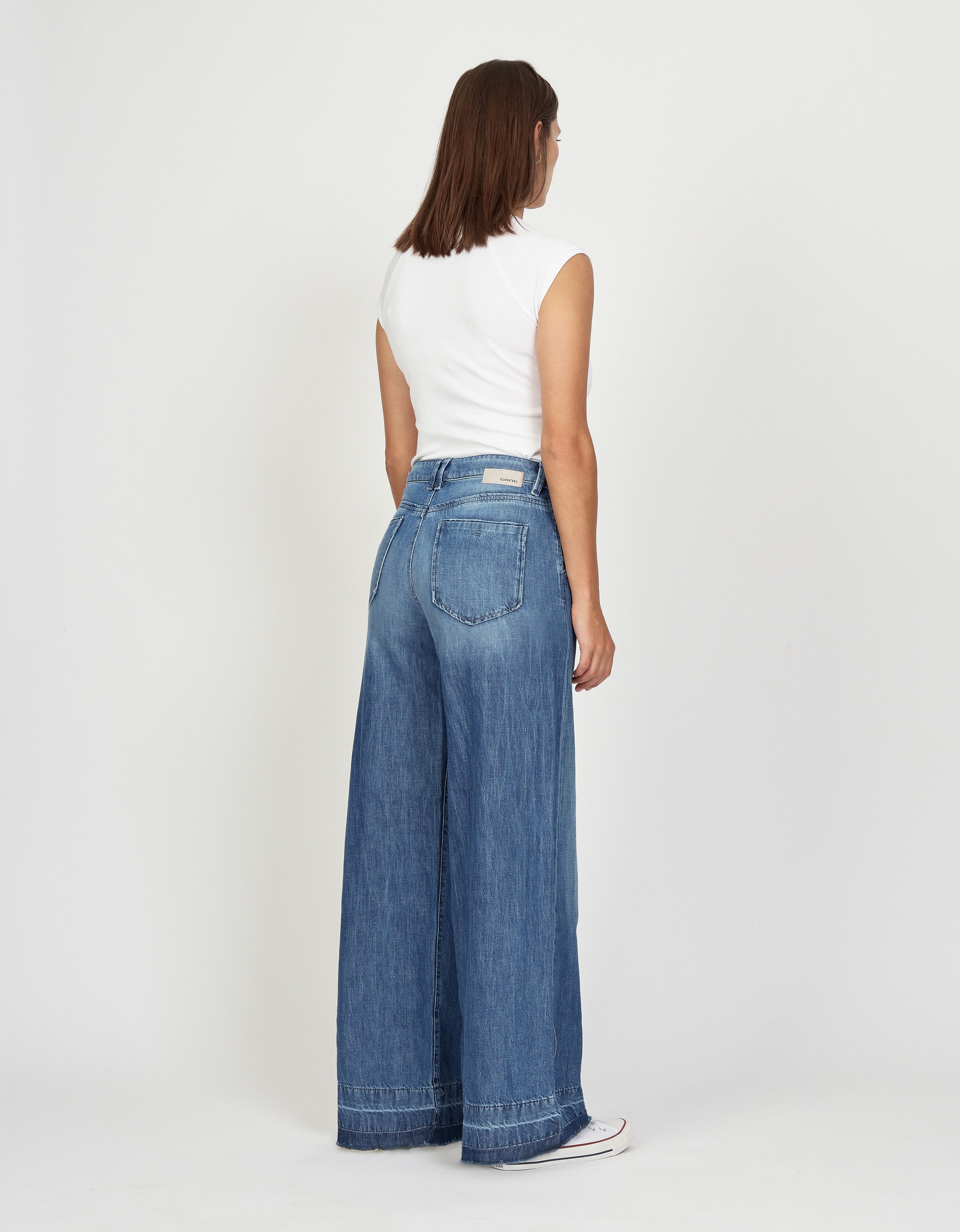 GANG Wijde jeans 94MONA met wijde pijpen en open zoom