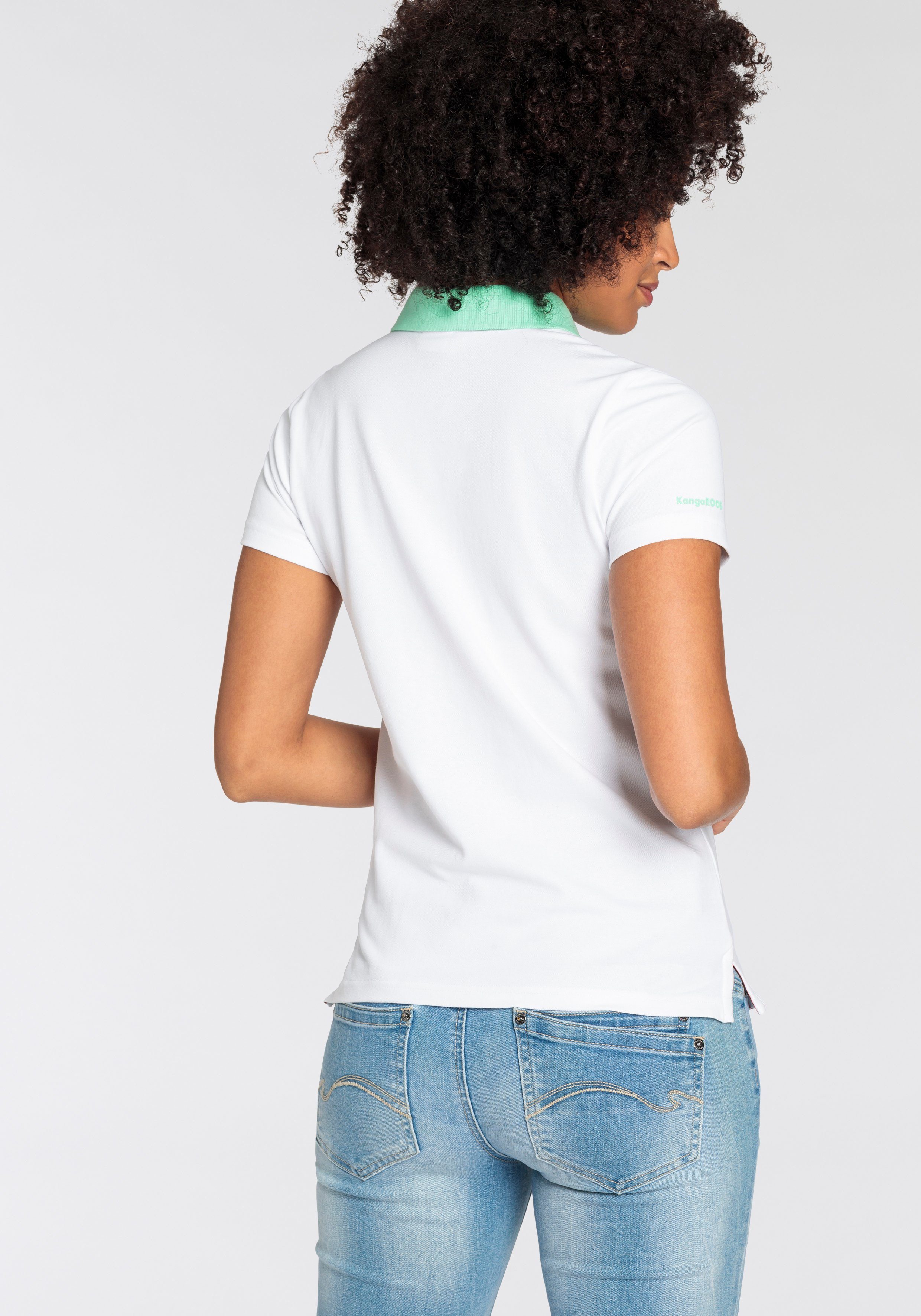 KangaROOS Poloshirt met contrastkraag en logo-print op borsthoogte - nieuwe kollectie
