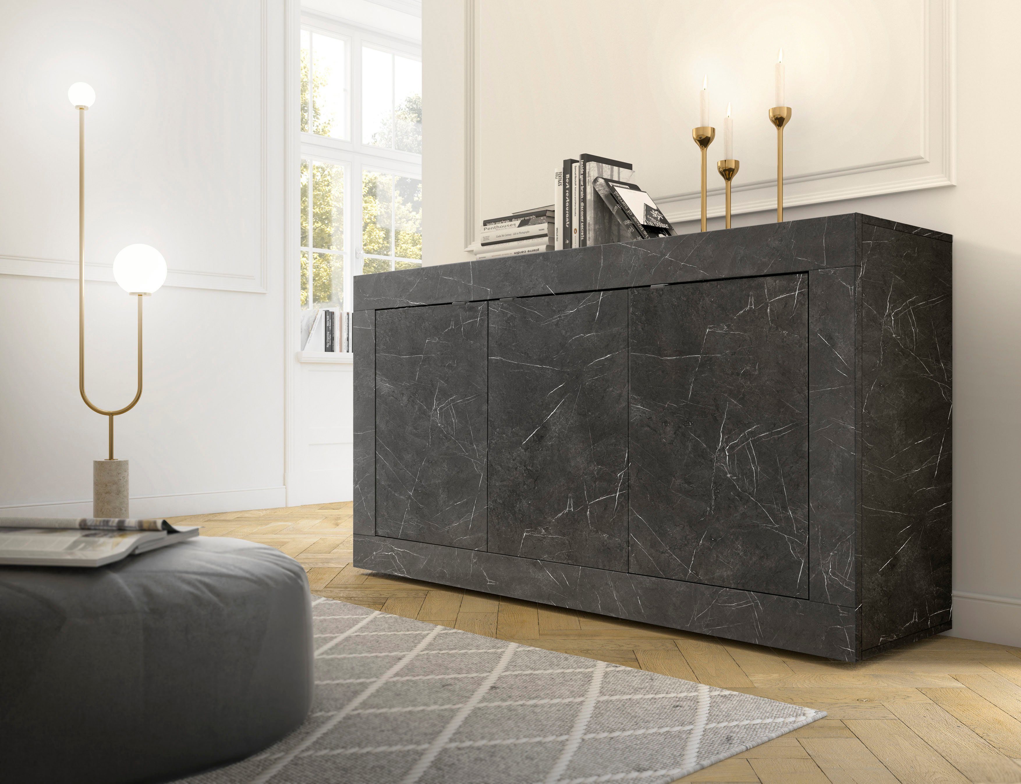 INOSIGN Dressoir Basis breedte 160 cm, commode 3 deuren, dressoir, Metalen handgreep, moderne frame-uitstraling, veel opbergruimte, kleurkeuze
