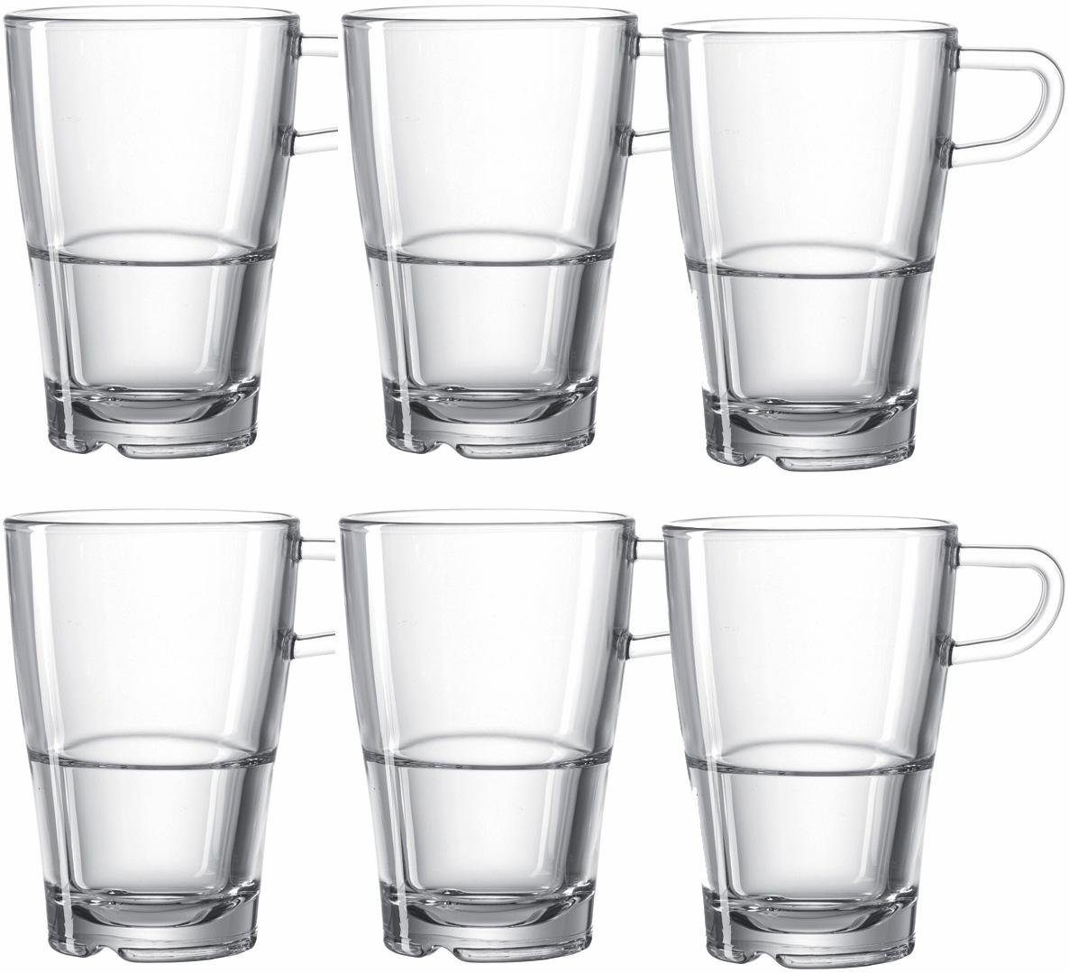 LEONARDO Latte macchiato glas SENSO hittebestendig en robuust, inhoud 230 ml(set, 6-delig)