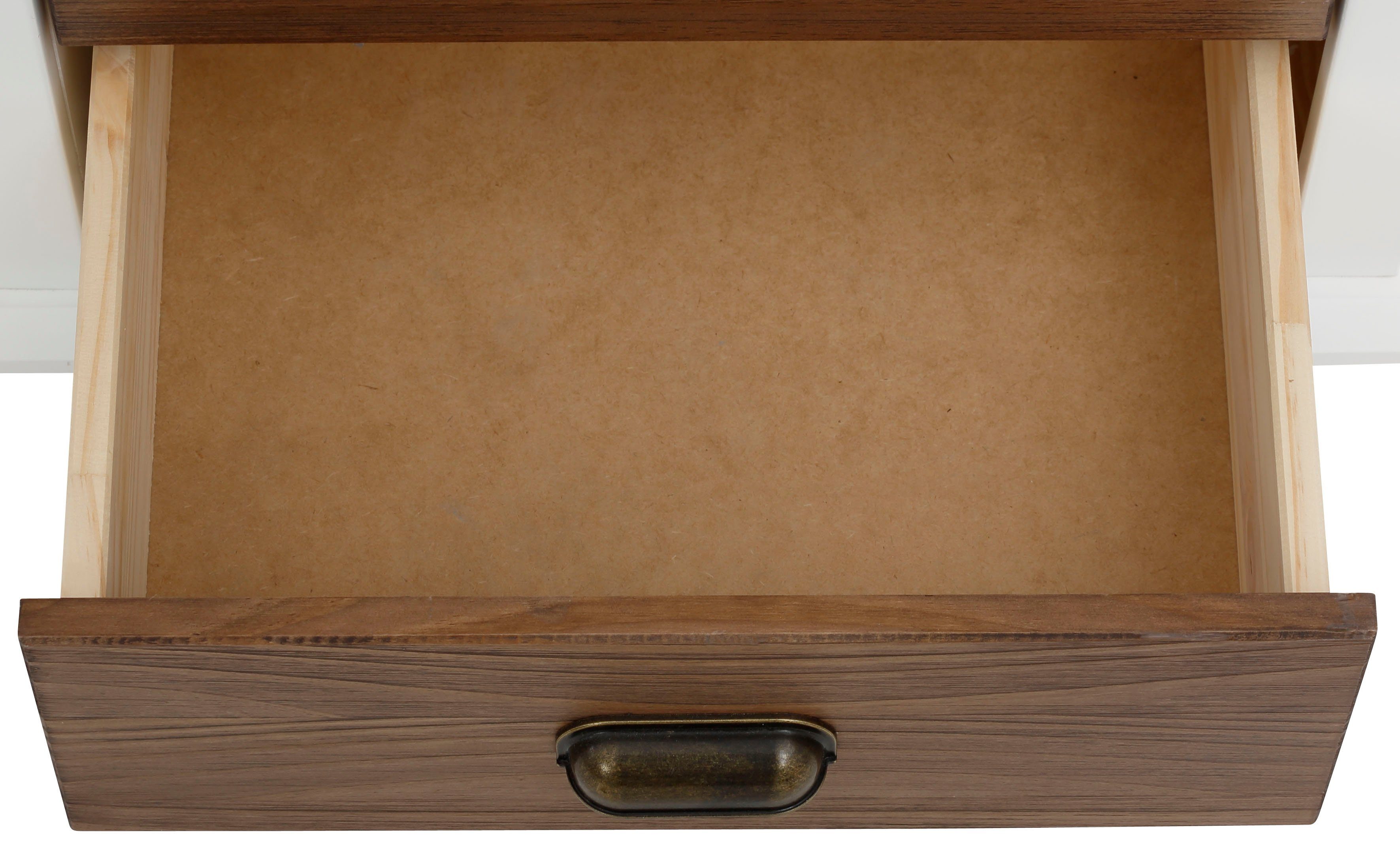 Home affaire Hoge kast Borey met 1 deur en 3 laden van massief hout, hoogte 125 cm, breedte 100 cm