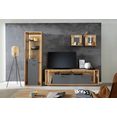 mca furniture wandmeubel lizzano in moderne landhuisstijl met 3-d achterwand, naar keuze met verlichting (set, 4 stuks) bruin
