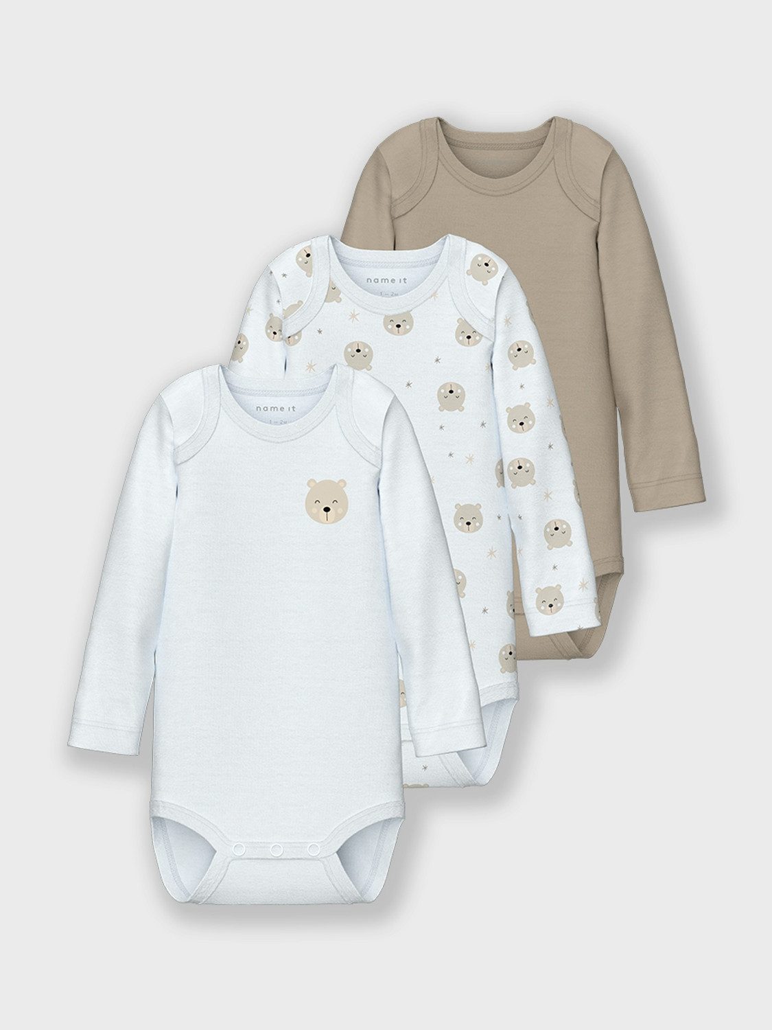 Name It Body NBNBODY 3P LS OXFORD BEAR NOOS (set, 3-delig)