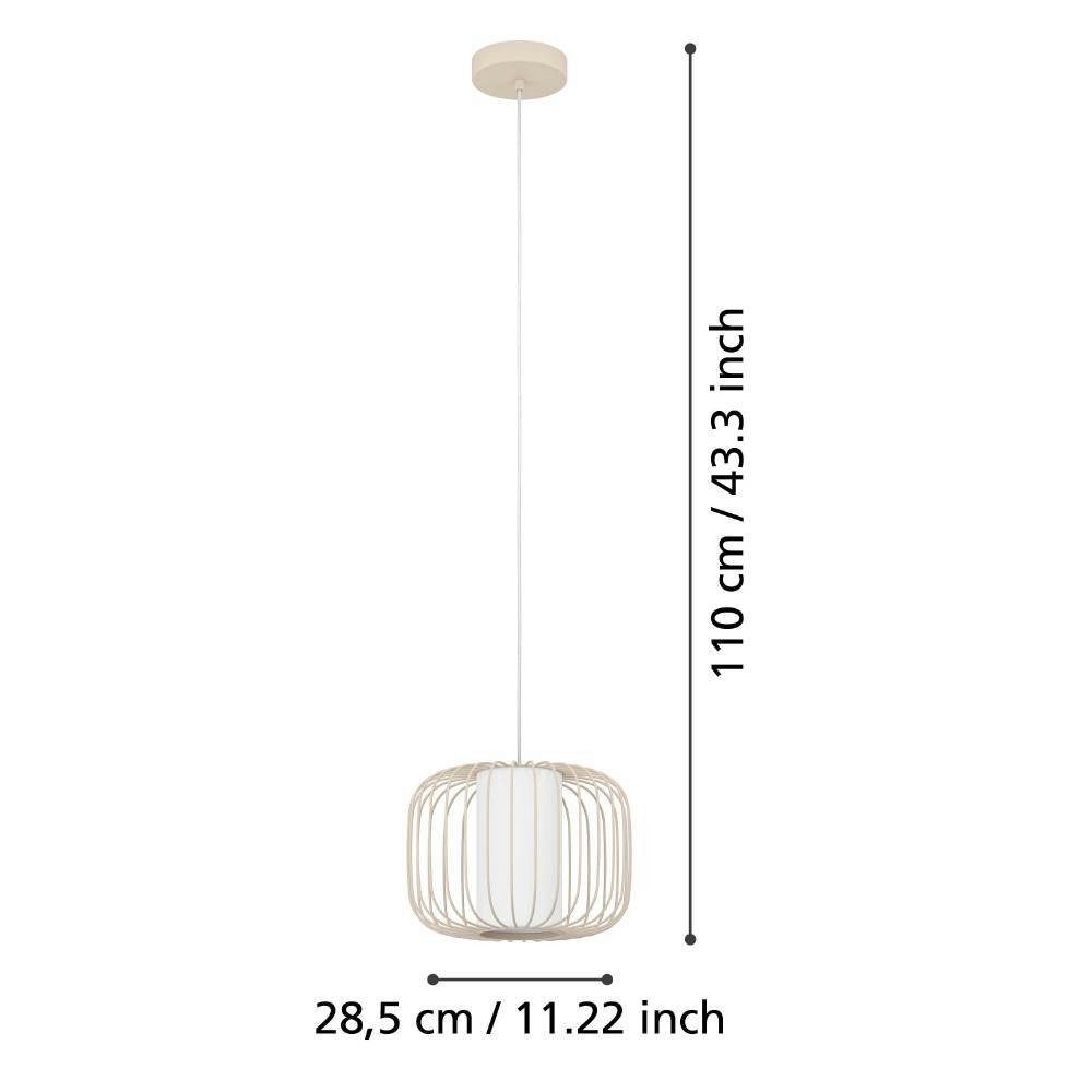 EGLO Hanglamp Terrarosa Hanglamp, metaal in zandkleur en textiel in wit, E27, Ø 28,5 cm (1 stuk)