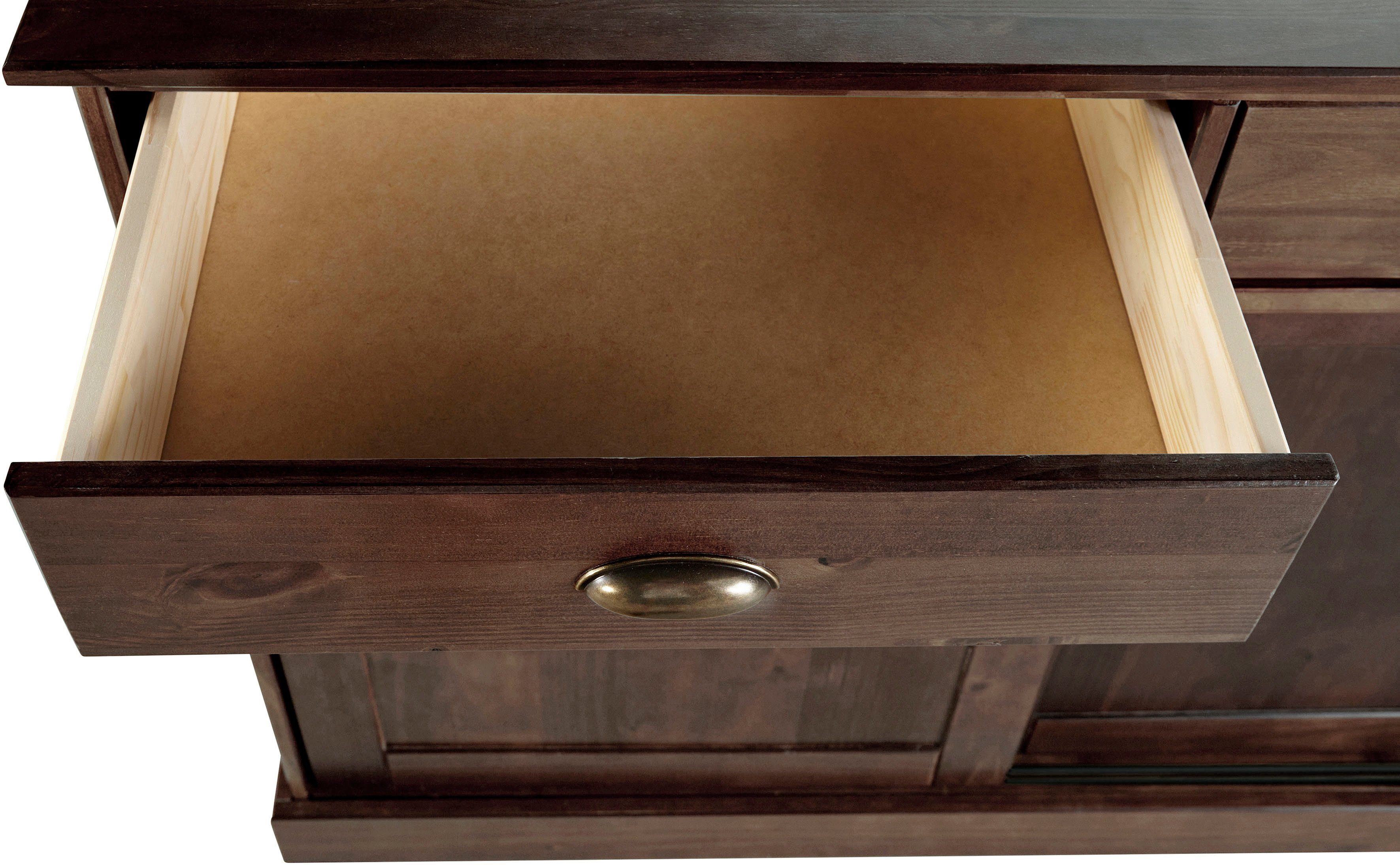 Home affaire Dressoir Schröder Commode, 2 schuifdeuren, 2 lades, van massief dennenhout