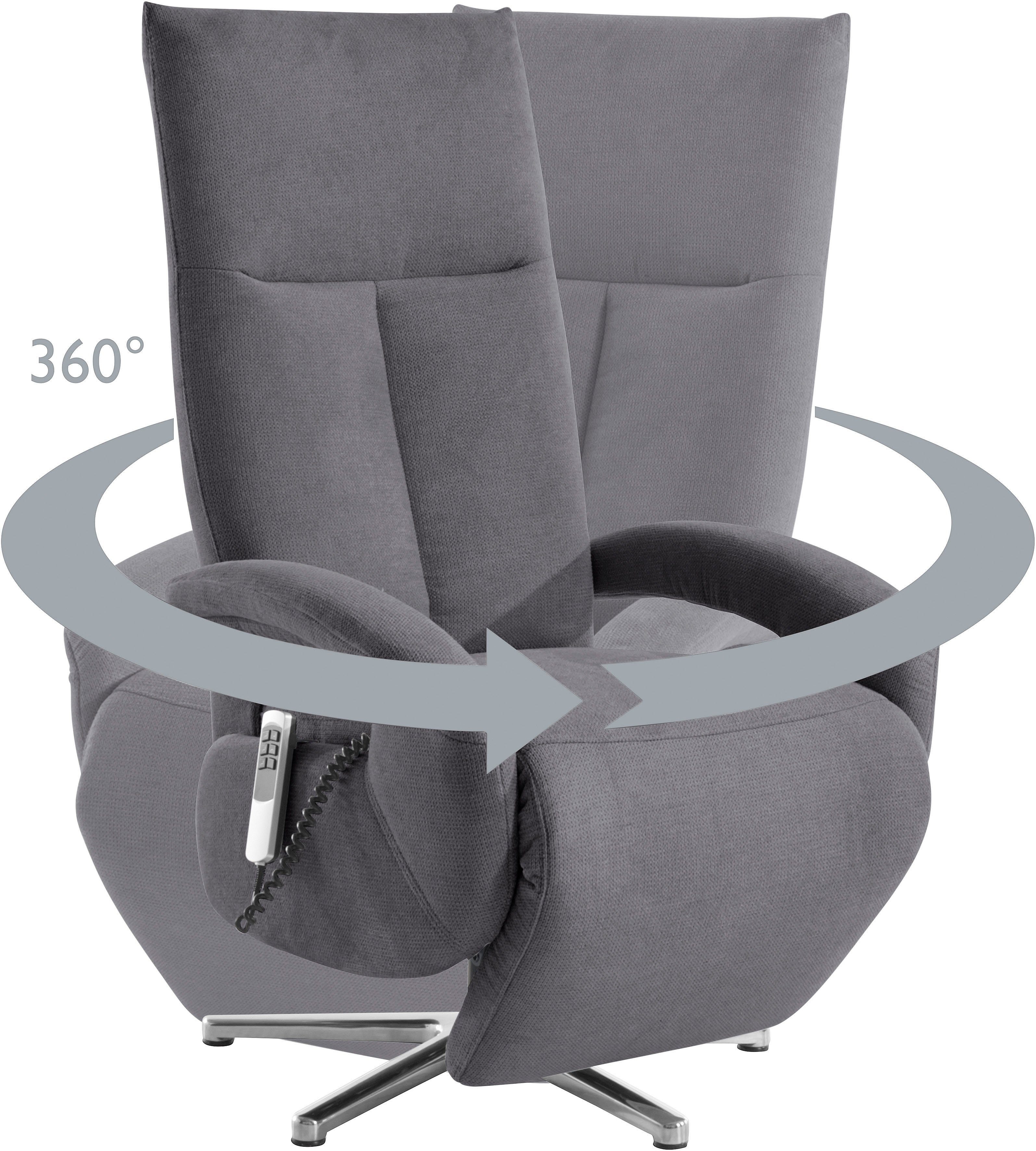 sit&more Relaxfauteuil Tycoon met verstelbare hoofdsteun en 360° draaifunctie keuze tussen handmatige of elektrische functie, ook met accu (draadloos)