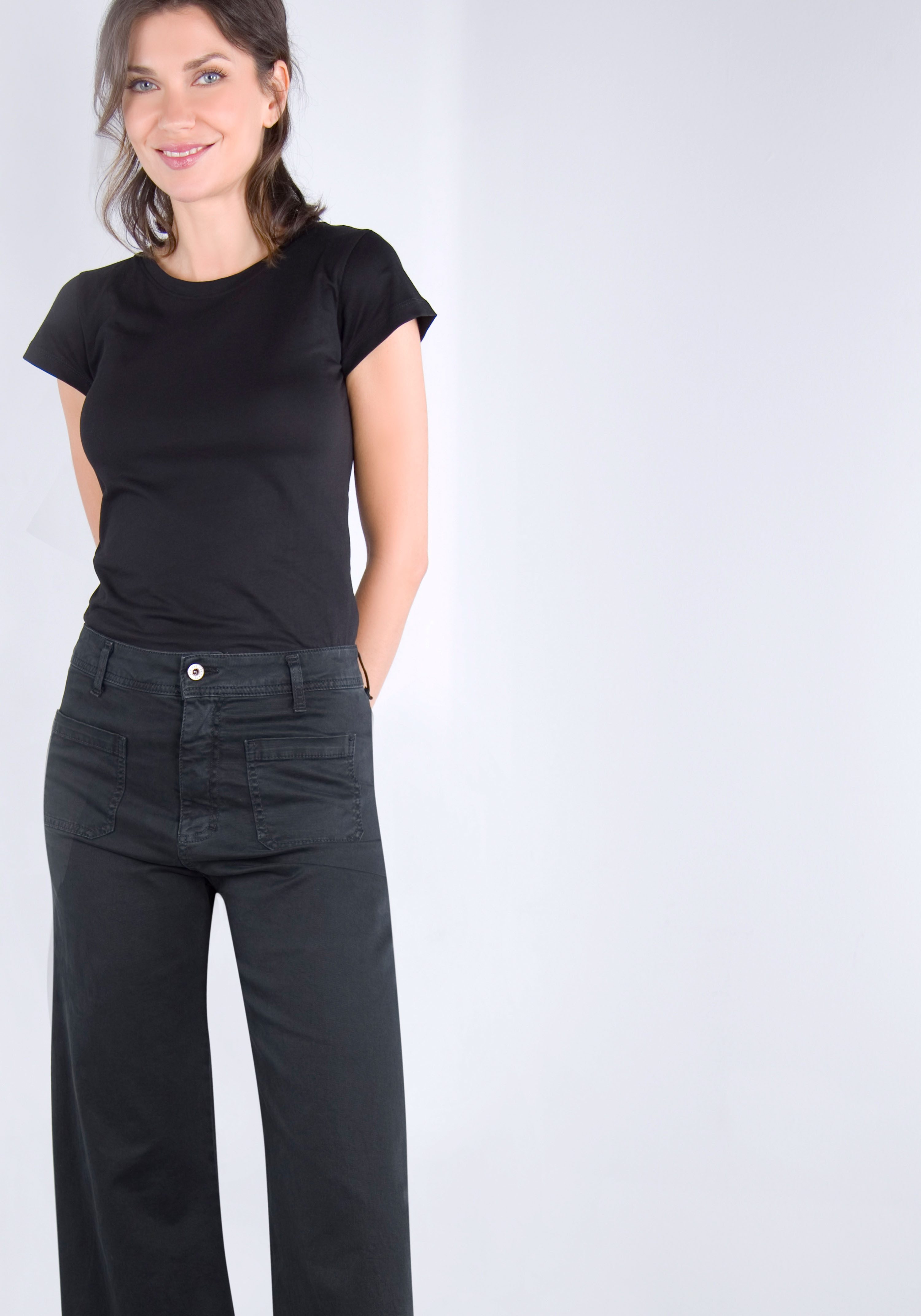 Please Jeans Broek met wijde pijpen van hoogwaardige katoenmix met stretch