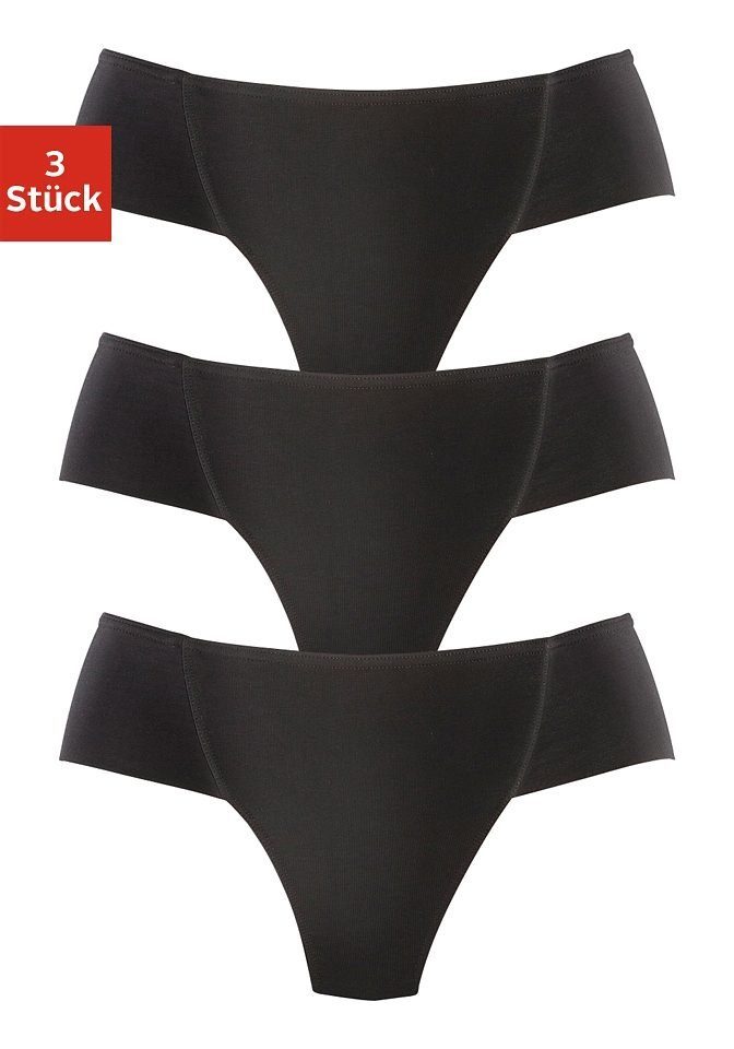 Petite fleur Modellerende string Bodyforming slip van elastische katoen (3 stuks) dames slips maat 40/42 zwart