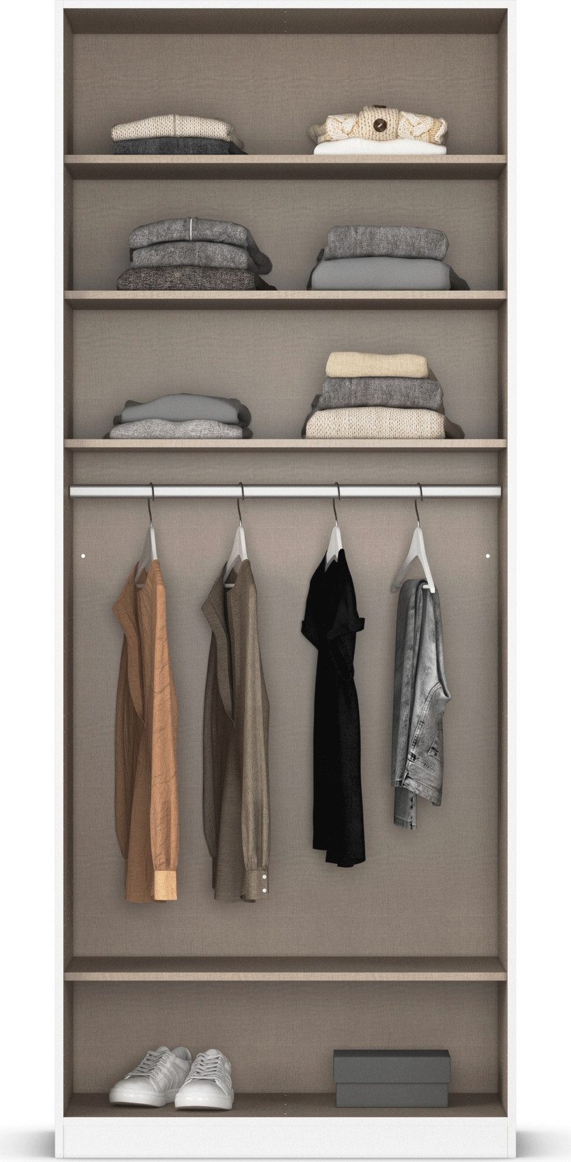 rauch Draaideurkast Kledingkast kast garderobe AGORDO met decor- of hoogglansfront doordachte binnenuitrusting, in 6 breedtes en 2 hoogtes made in germany