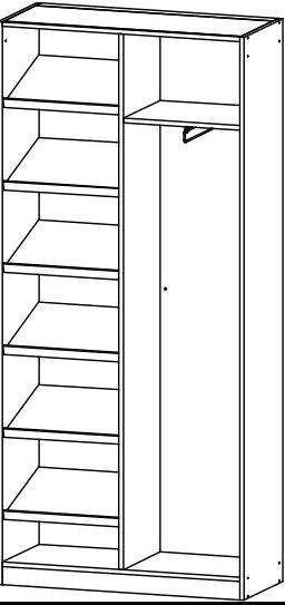 rauch Kledingkast Garderobe Draai-deurskast Kledingkast Kast Schoenenkast MINOSA Breedte 91 cm, uitschuifbare kledingstang 6 schoenenplanken MADE IN GERMANY