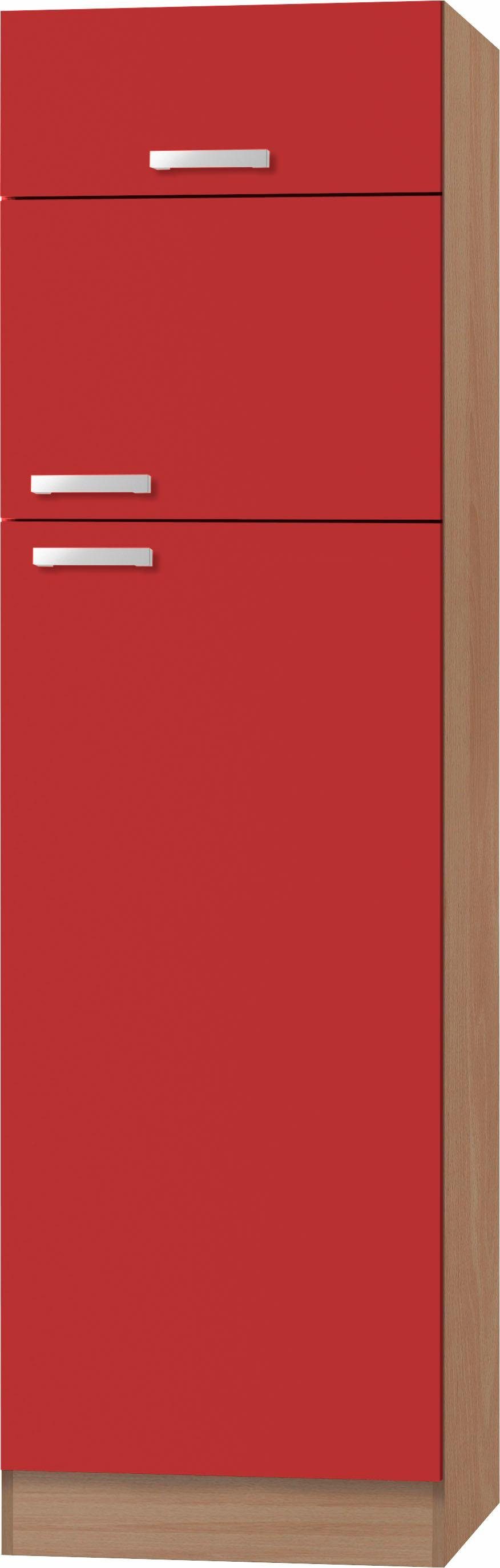 optifit koelkastombouw odense 60 cm breed, 207 cm hoog, voor koel-vriescombinaties maat 144 cm rood