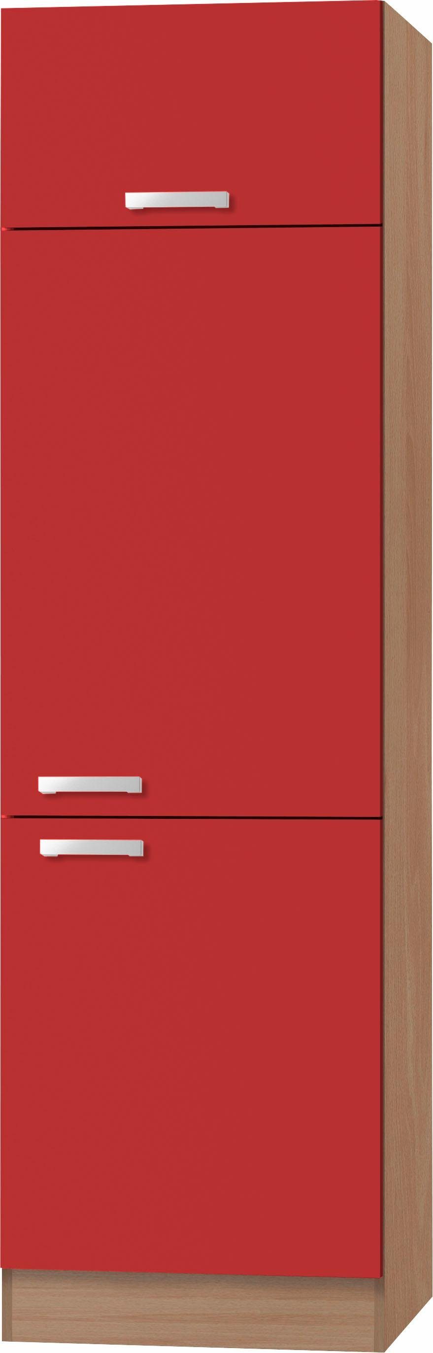 optifit koelkastombouw odense 60 cm breed, 207 cm hoog, geschikt voor inbouwkoelkast met maat 88 cm rood
