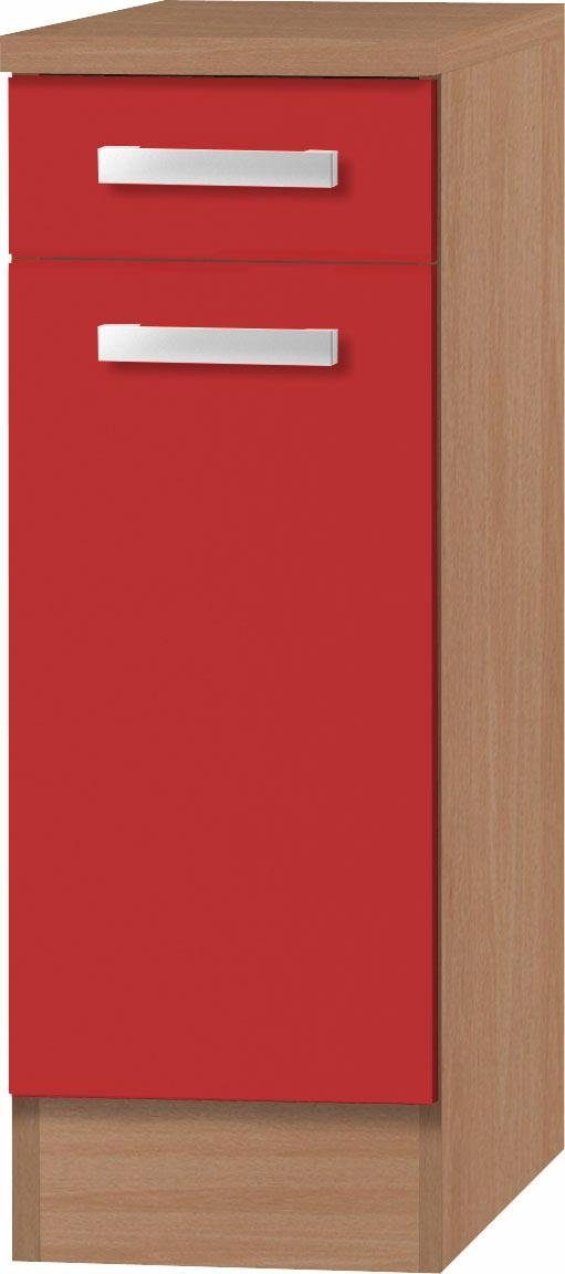 optifit onderkast odense 30 cm breed, met deur en lade, met 28 mm dik werkblad rood