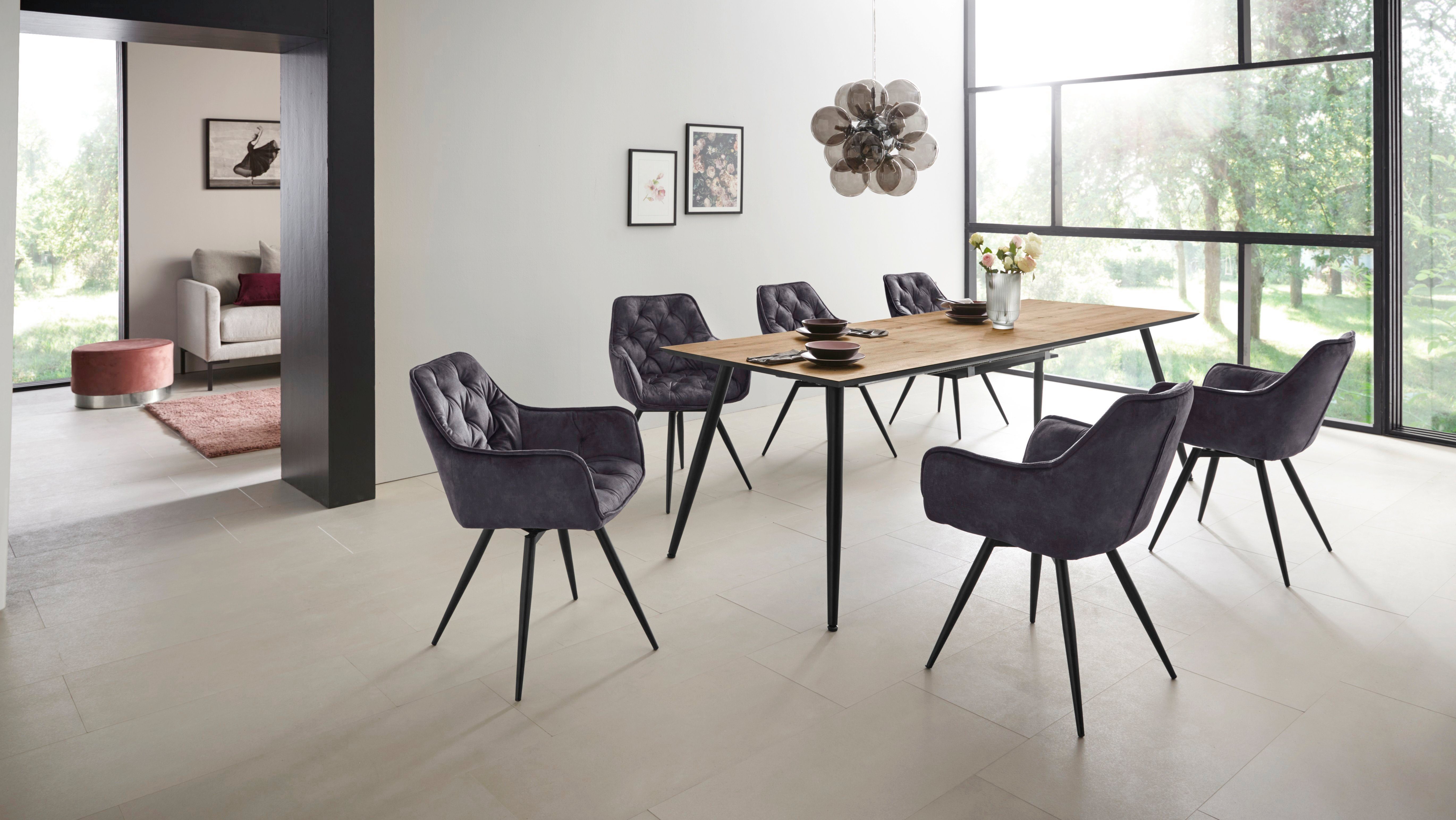 HELA Eetkamerstoel Mara Draaistoel, teddy bekleding, geweven stof of velvet (set)