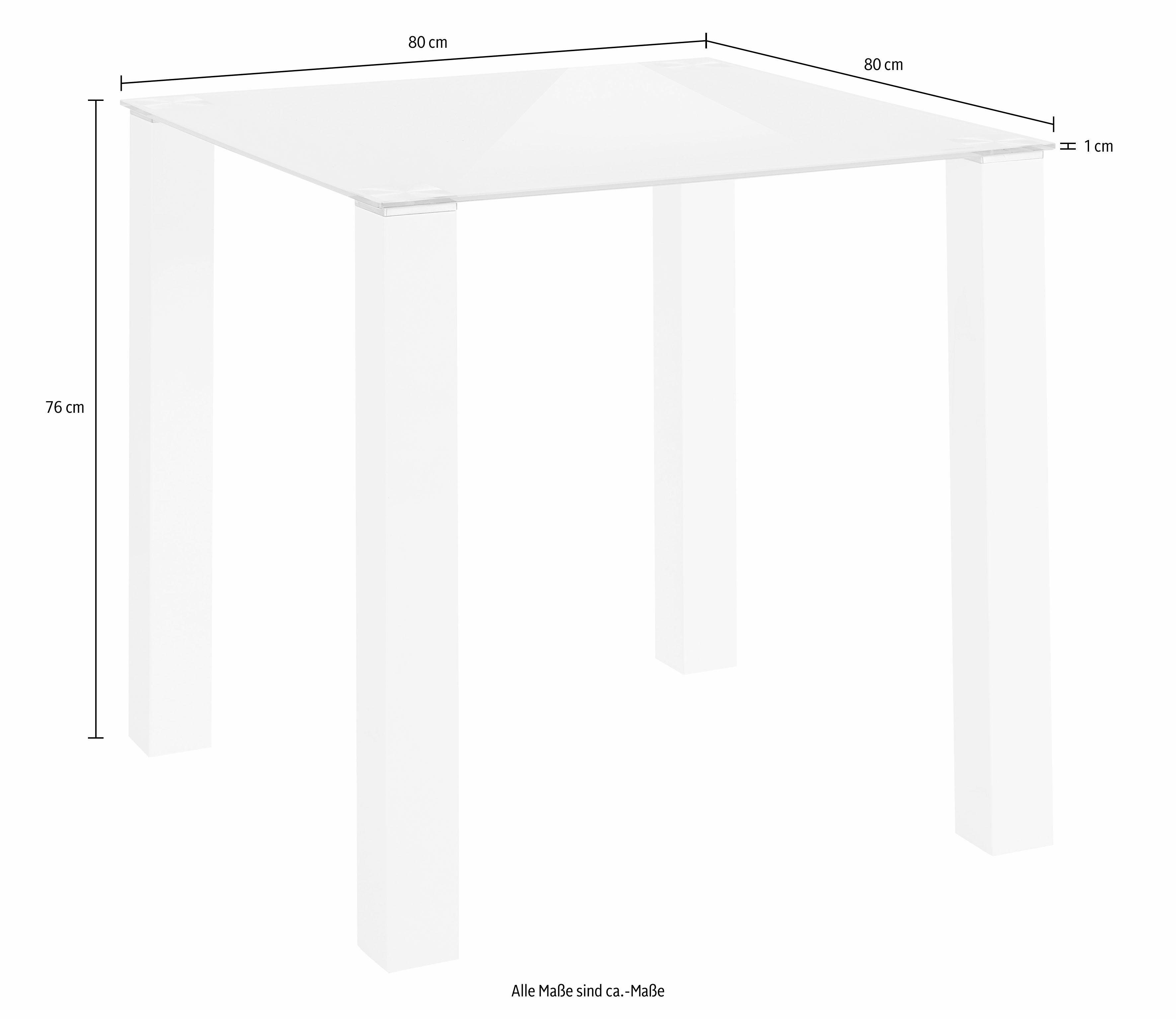 INOSIGN Eethoek met glazen tafel, breedte 80 cm (set, 5-delig)