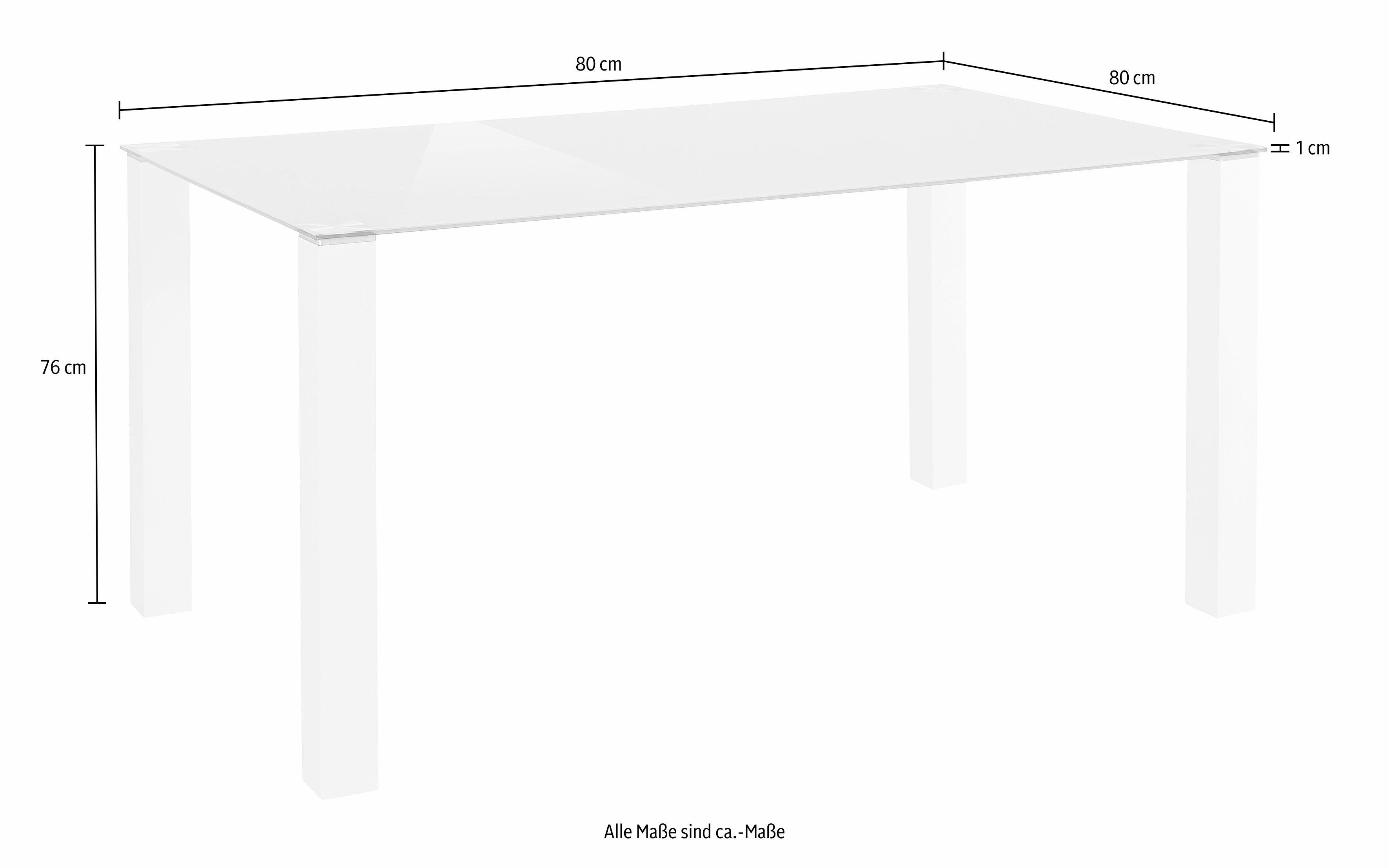 INOSIGN Eethoek Normadora met glazen tafel, vrijstaande stoel belastbaar tot 120 kg (set, 5-delig)