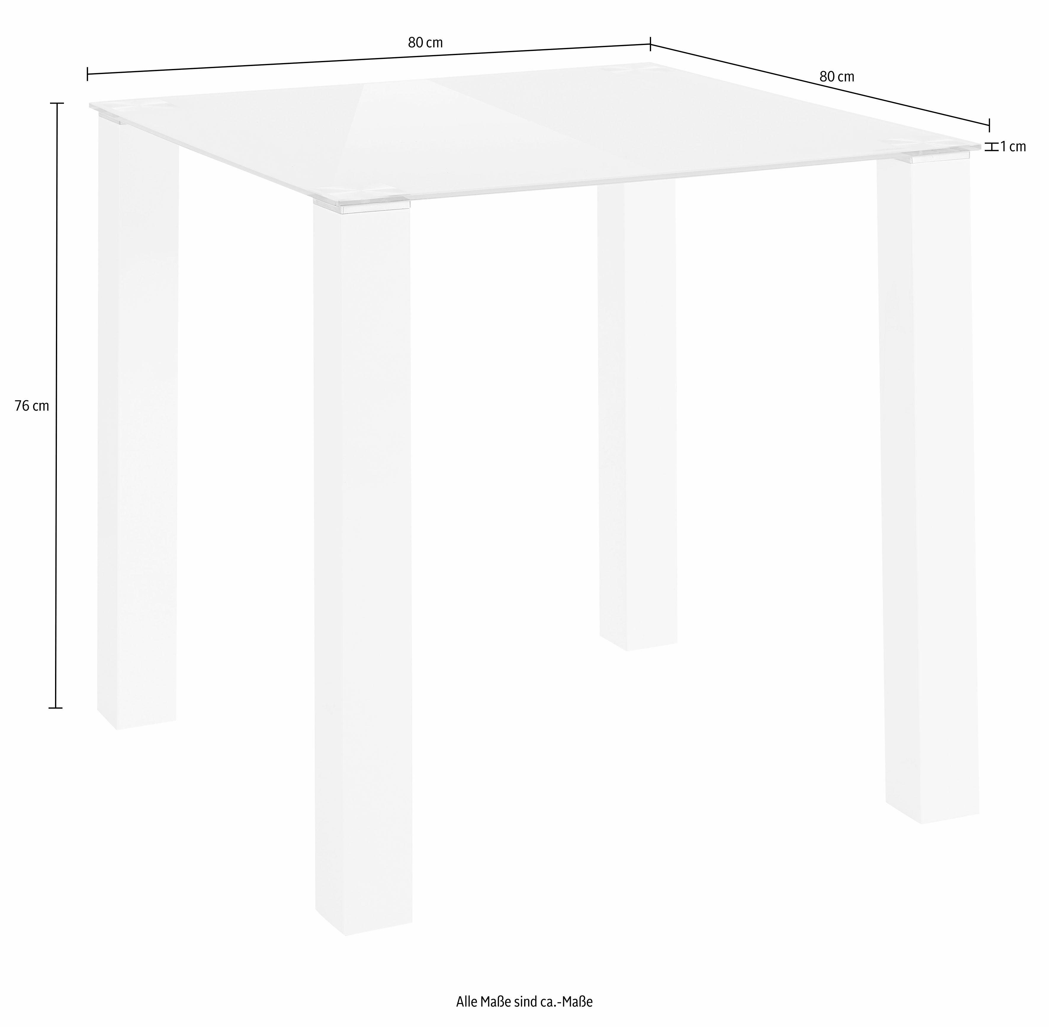 INOSIGN Eethoek met glazen tafel, breedte 80 cm (set, 5-delig)