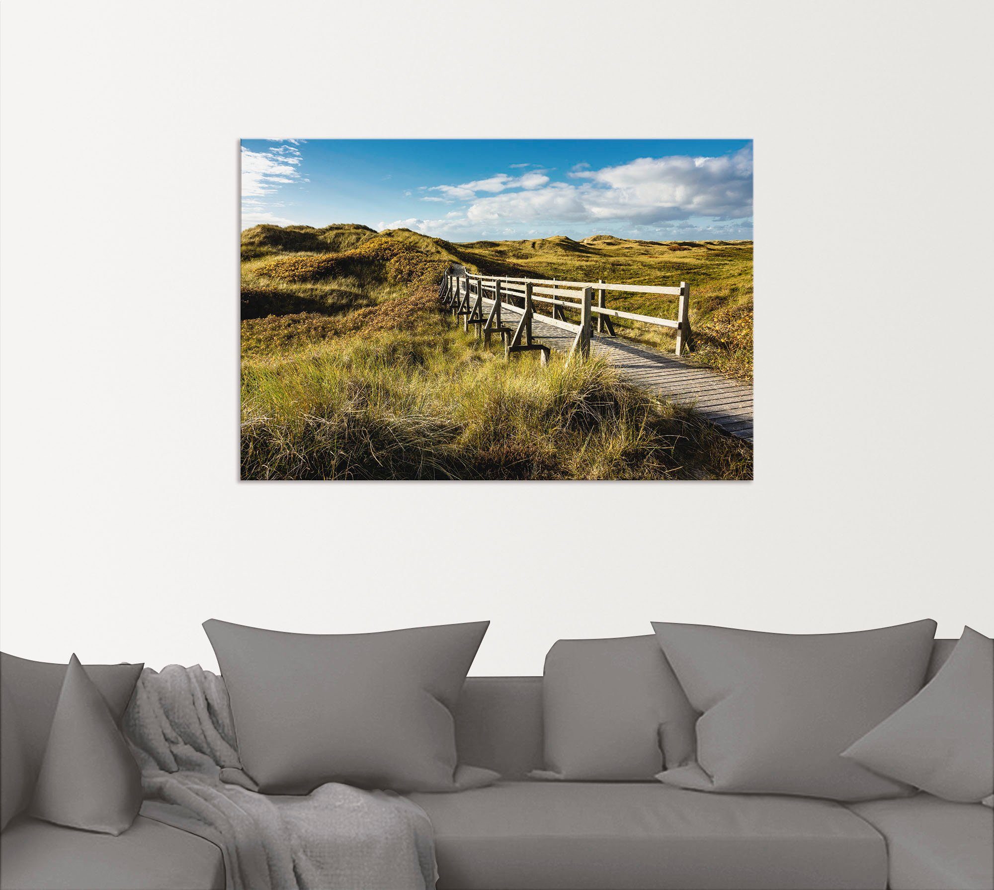 Artland Artprint Landschap in de duinen eiland Amrum als aluminiumfoto, buitenfoto in verschillende maten
