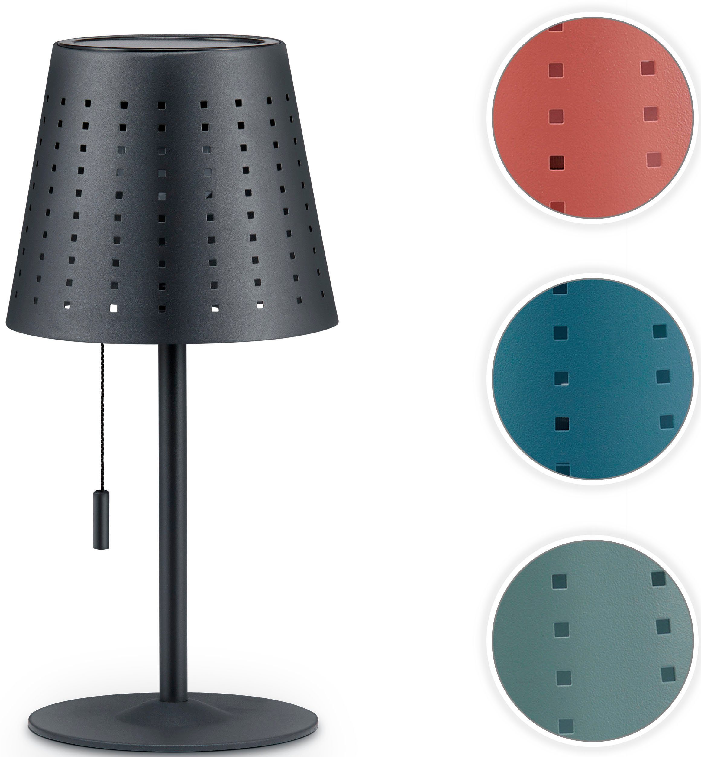 Paco Home Tafellamp Lara Outdoor LED accu metaal oplaadbaar trekker schakelaar draadloos