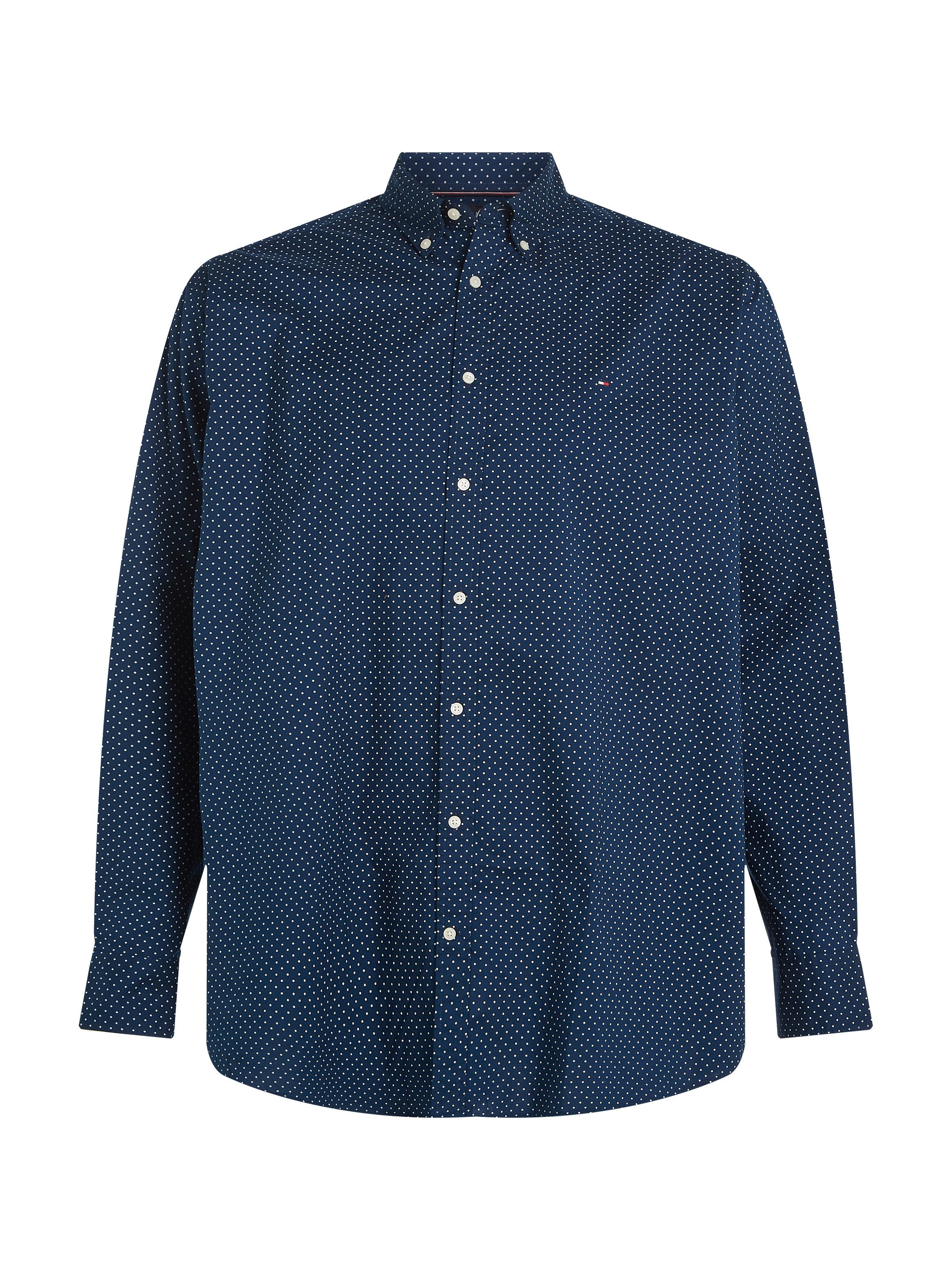 Tommy Hilfiger Overhemd met lange mouwen BT-FLEX POPLIN POLKA DOT S-B in grote maten logoborduring