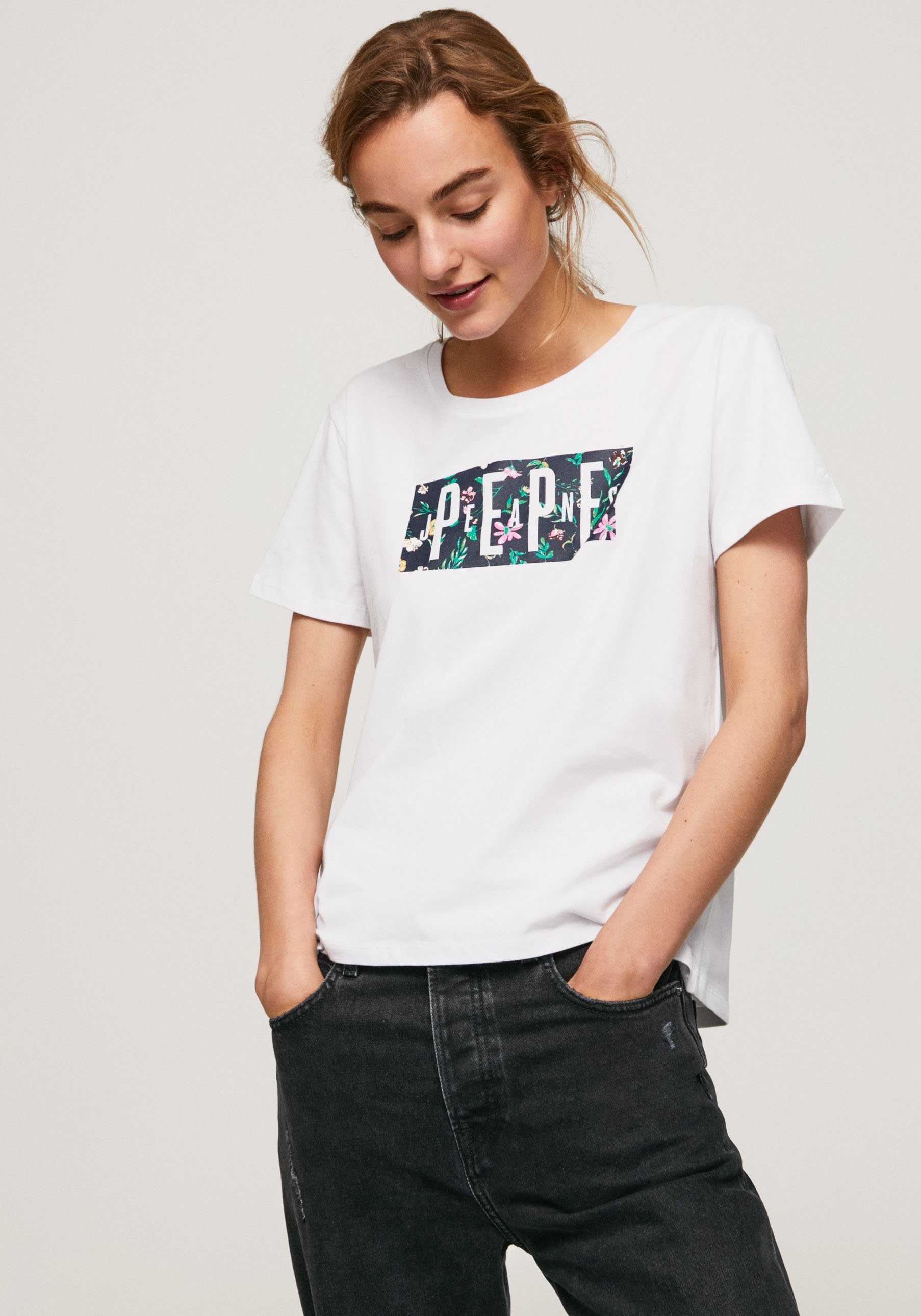 met leuke Pepe OTTO en T-shirt pasvorm karakteristieke aansluitende frontprint met online | Jeans verkrijgbaar PATSY