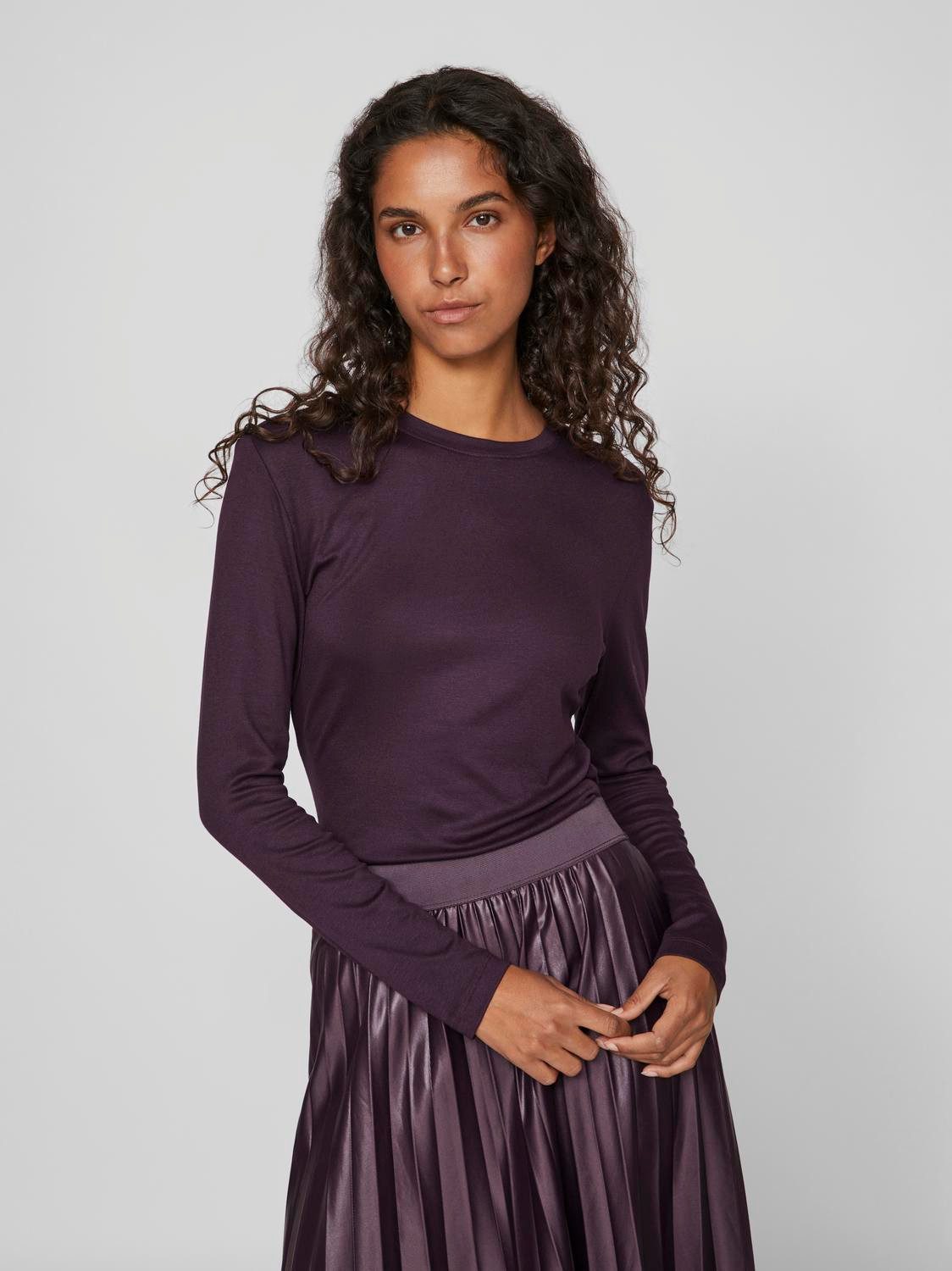 Vila Shirt met lange mouwen VIALEXIA O-NECK L S TOP NOOS