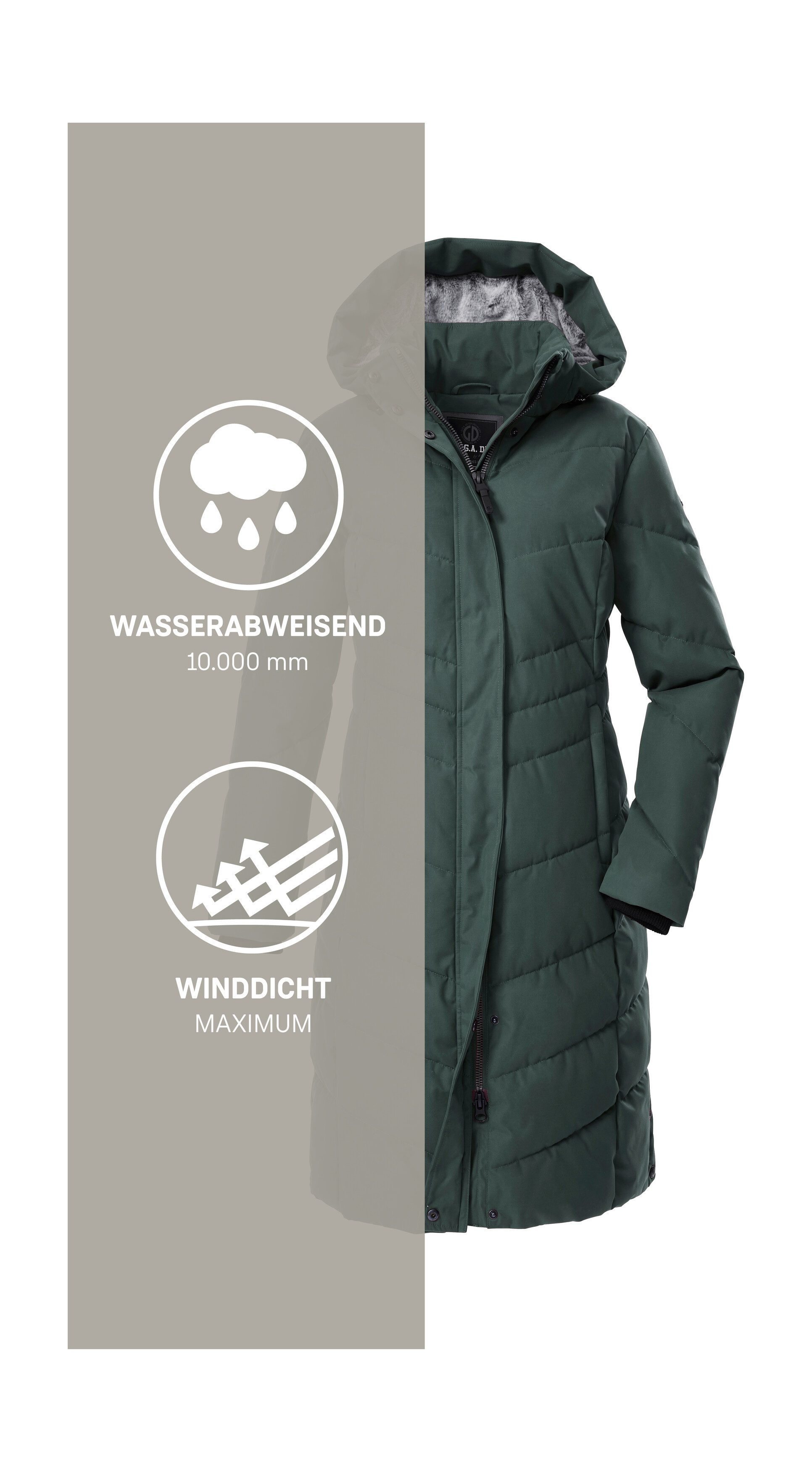 G.I.G.A. DX by killtec Gewatteerde jas GW 61 WMN QLTD CT Damesmantel, waterafstotend, winddicht, capuchon verstelbaar, PFAs-vrij