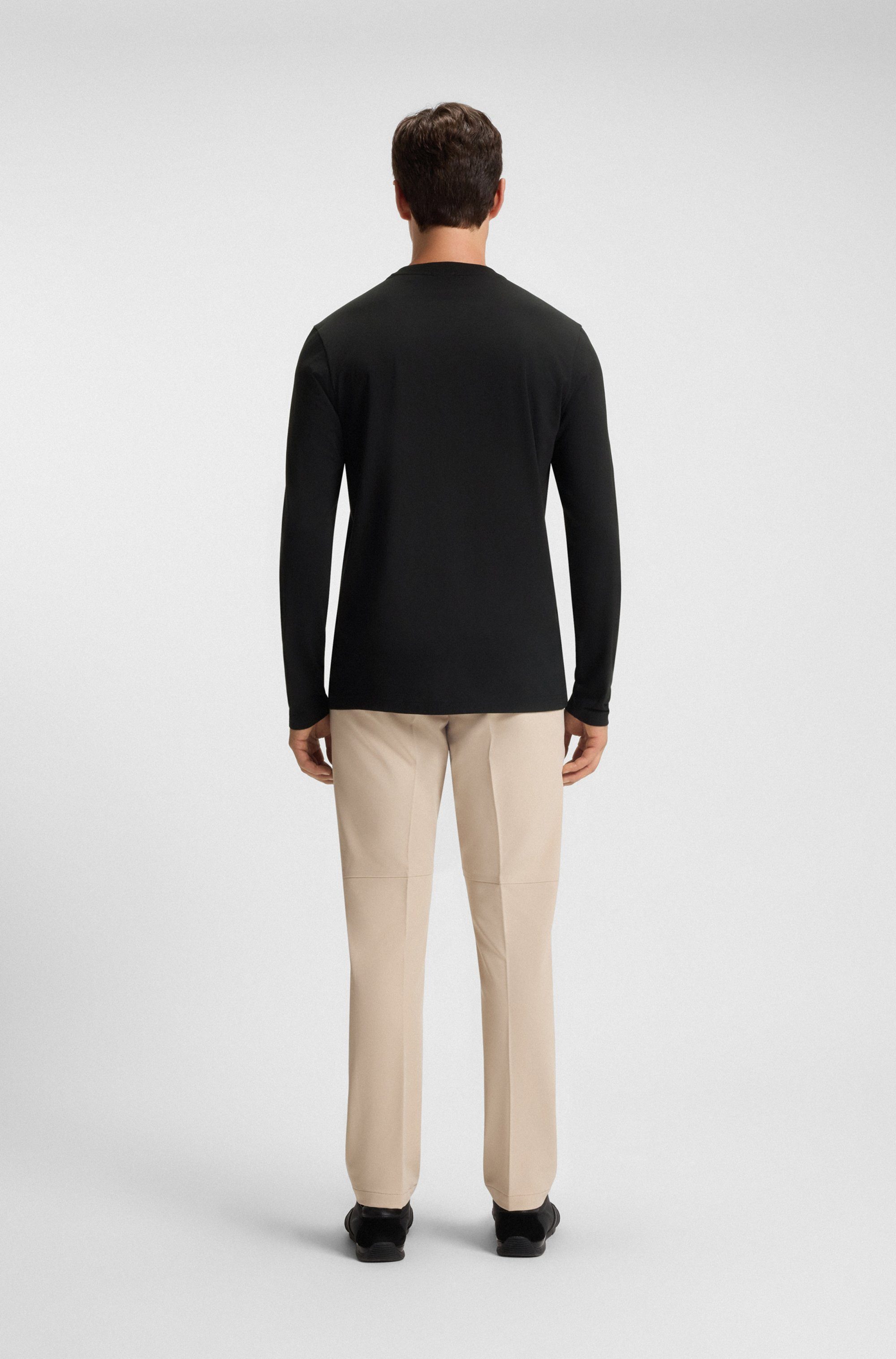 BOSS GREEN Shirt met lange mouwen Tee Long met een ronde hals