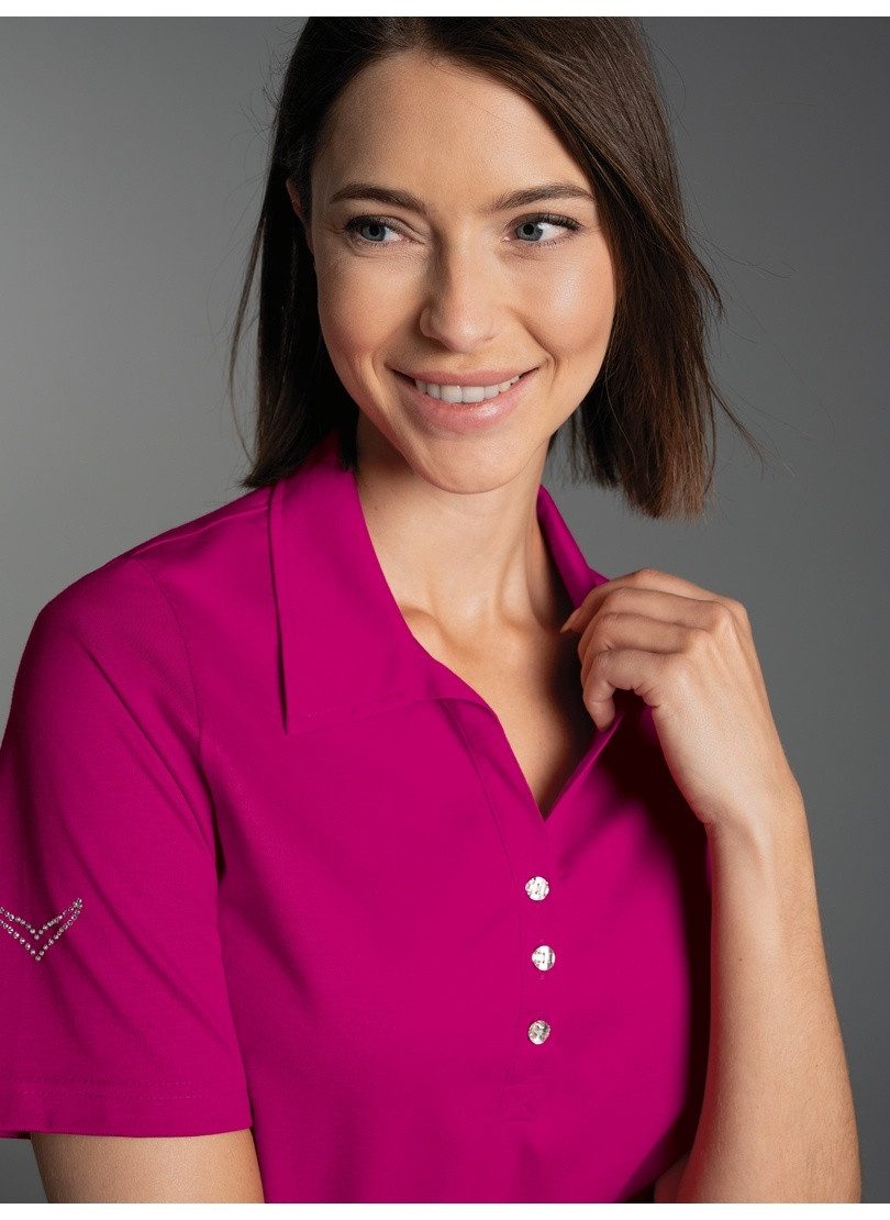 Trigema Poloshirt TRIGEMA poloshirt van katoen met kristallen (1-delig)