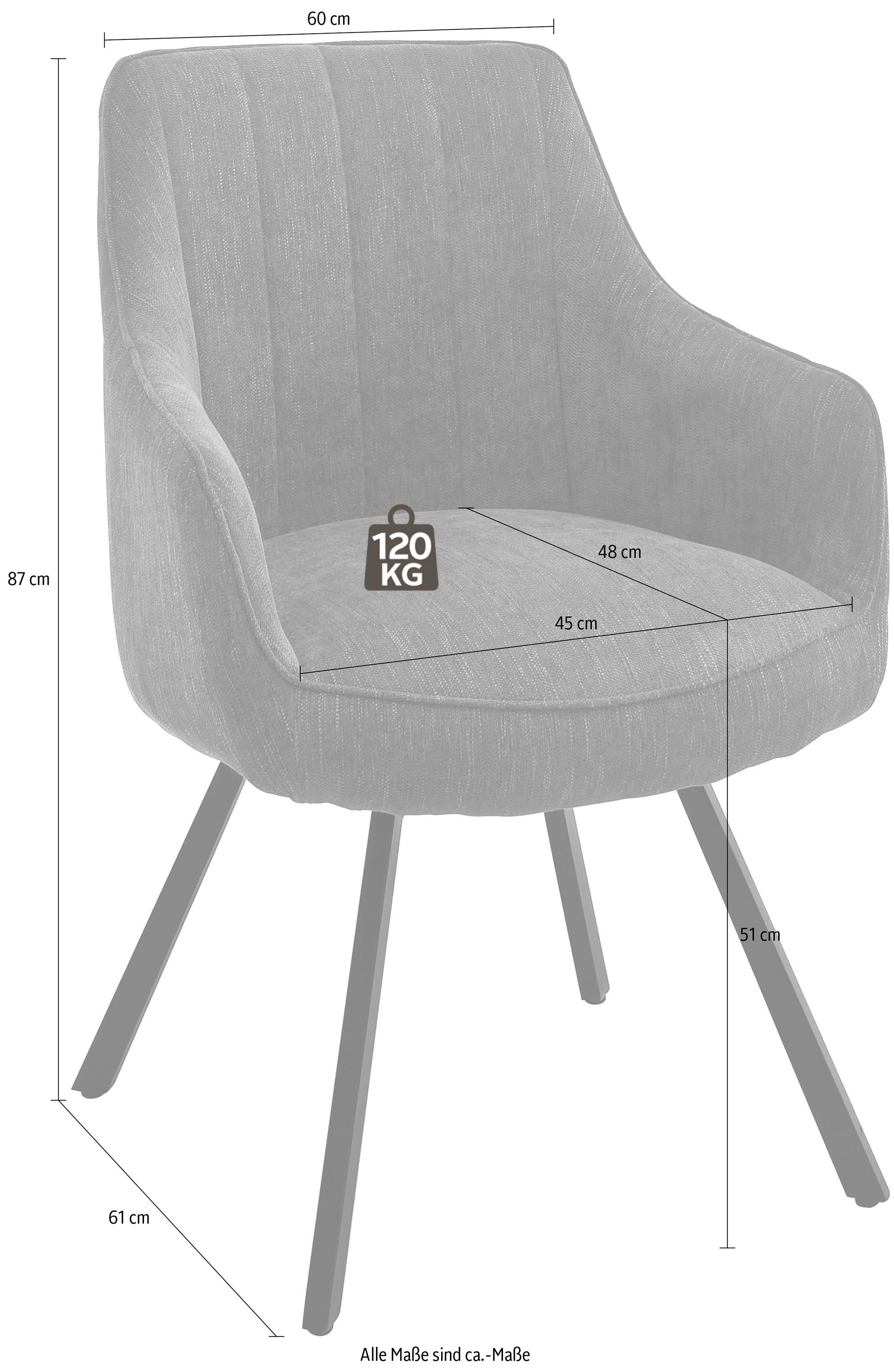 MCA furniture Eetkamerstoel Sassello Stoel 180º draaibaar met nivellering, bekleding, belastbaar tot 120 kg (set, 2 stuks)