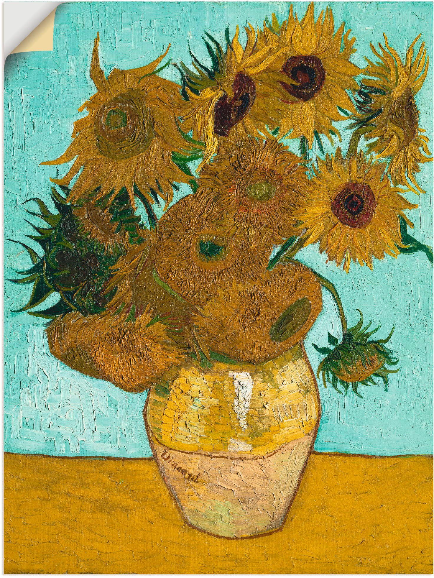 Artland Artprint Vaas met zonnebloemen. 1888 in vele afmetingen & productsoorten -artprint op linnen, poster, muursticker / wandfolie ook geschikt voor de badkamer (1 stuk)