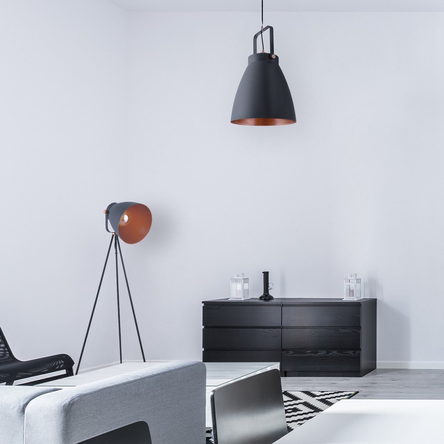 Paco Home Hanglamp BOONE PD Staande lamp modern woonkamer Industrial koplamp design E27