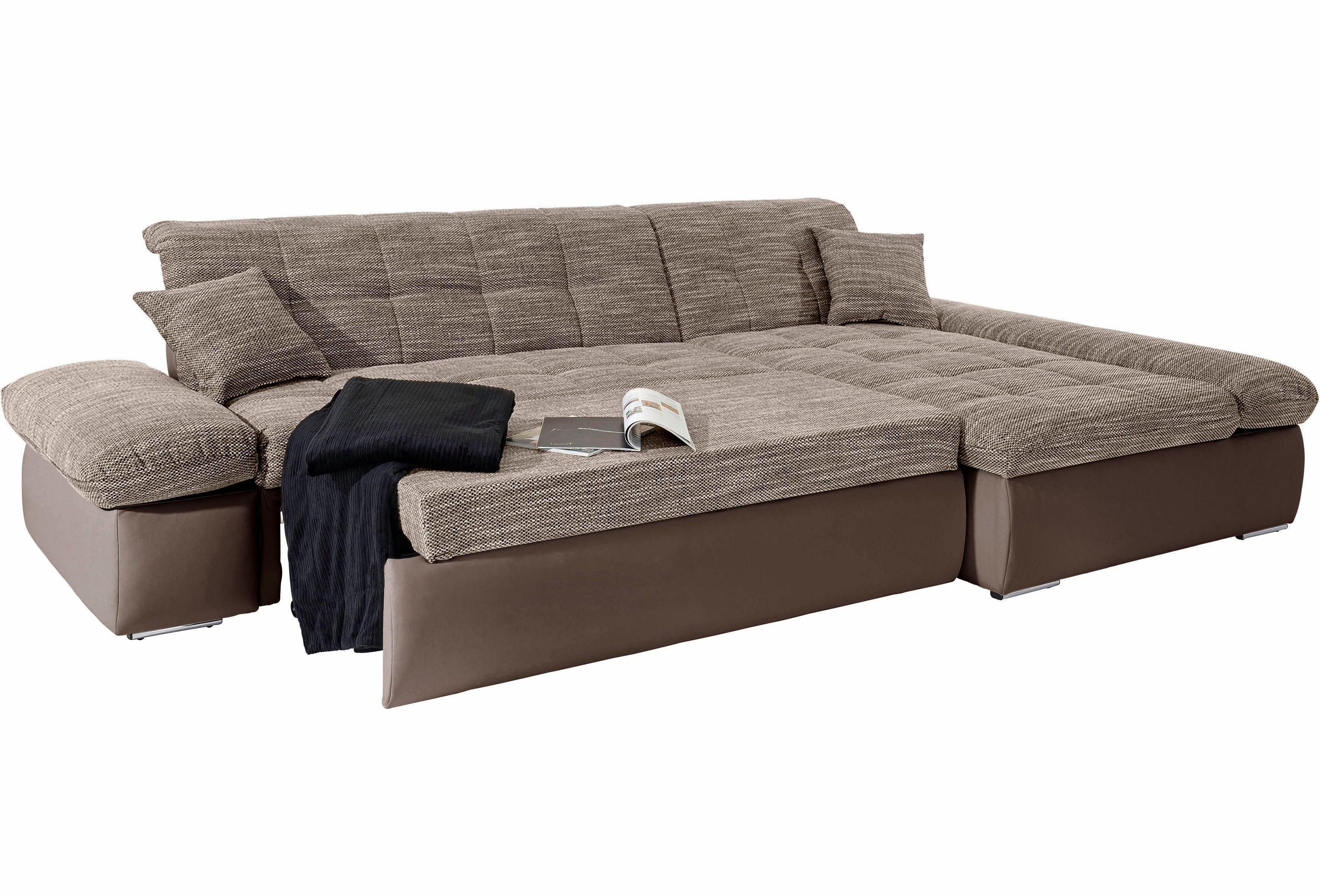 DOMO collection Hoekbank Moric, L-vorm, XXL-bank - Breedte 300cm XXL-formaat, optioneel ook met slaapbank functie en verstelling armleuning,