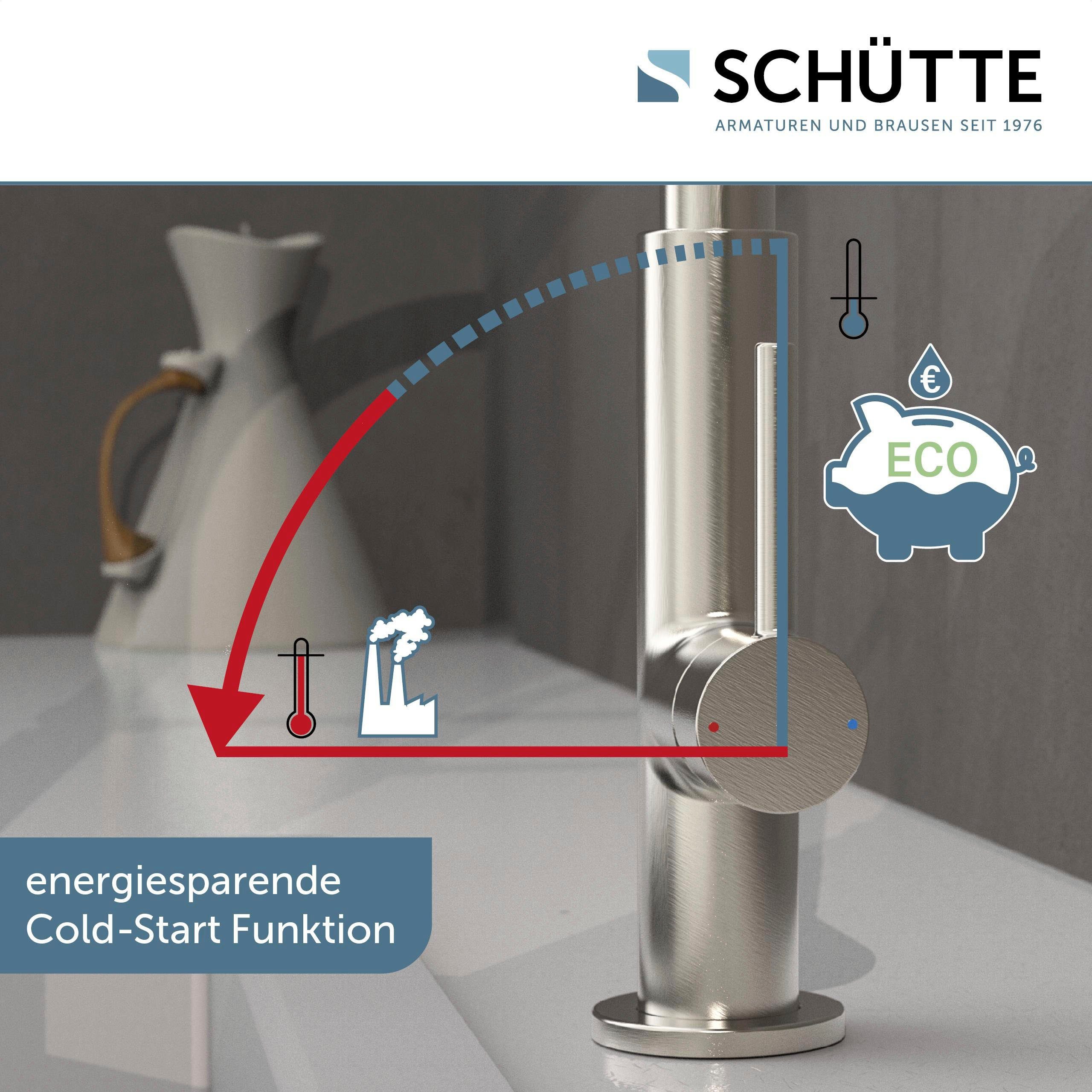 Schütte Gootsteen kraan Design uittrekbaar, 360° draaibaar, edelstaal-look/zwart, hoge druk