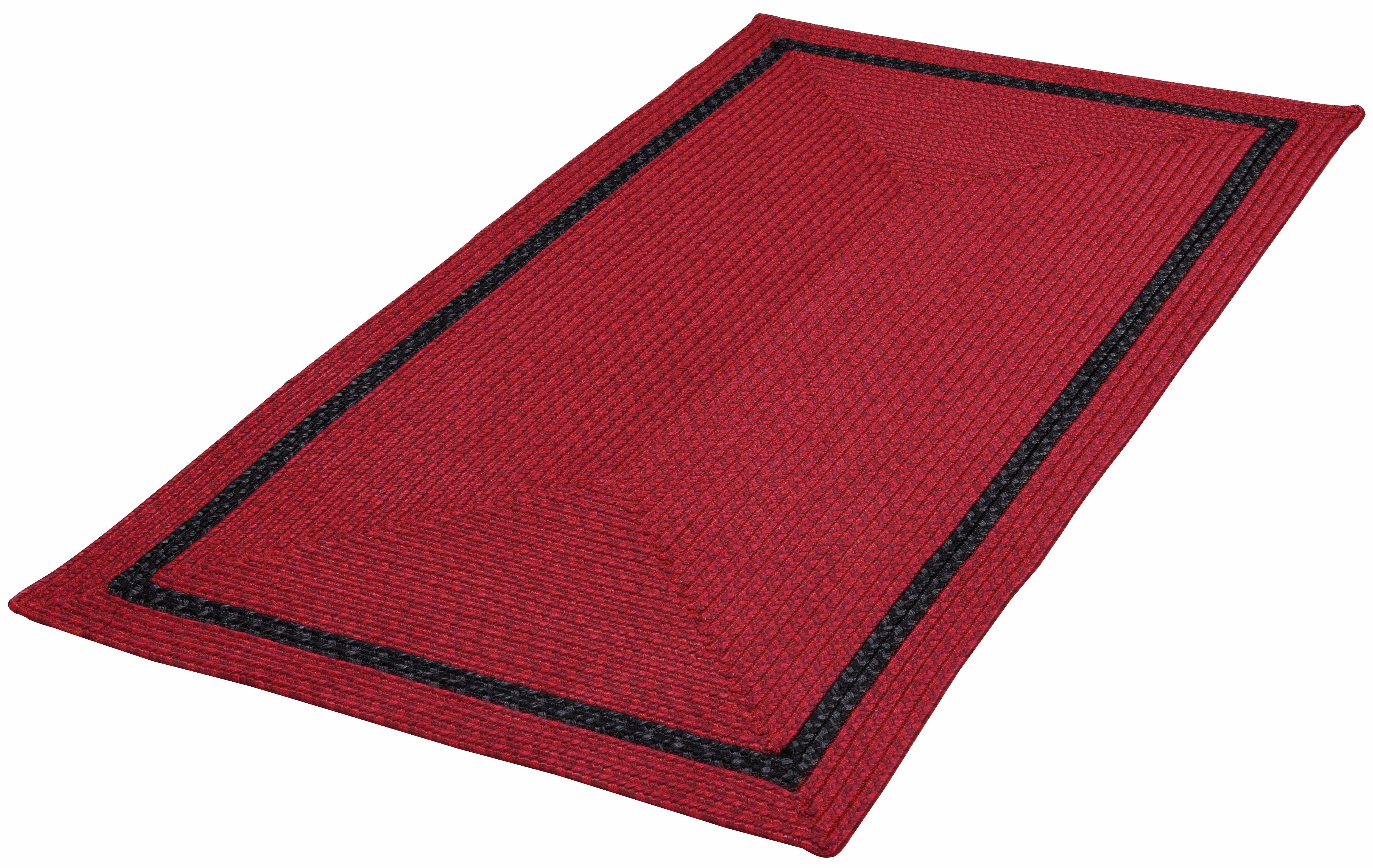 Gino Falcone Loper Benito Tapijtloper, platweefsel, unikleuren, met randdessin, geschikt voor buiten lopers maat 70x250 cm rood