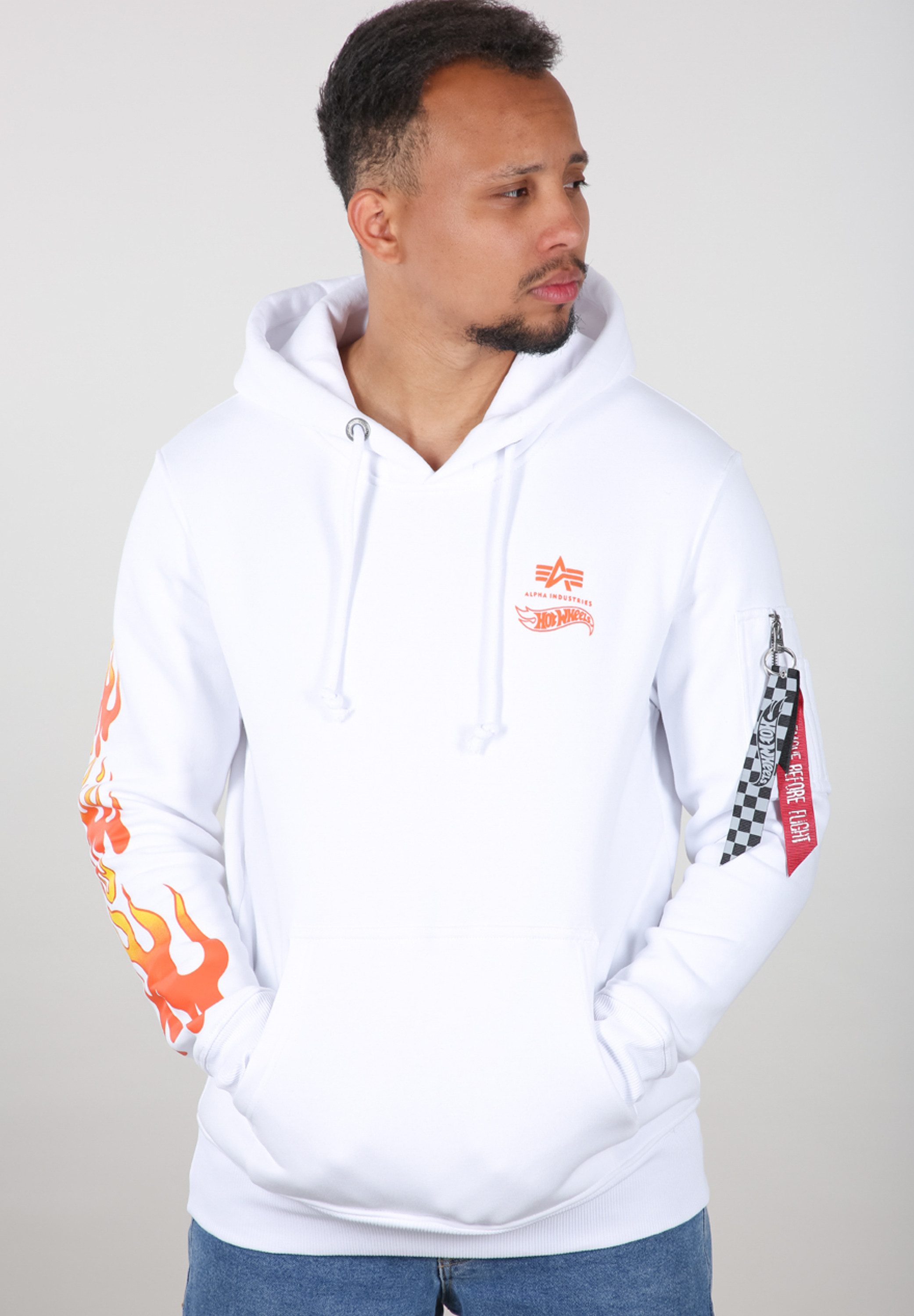 Alpha industries Flame Hoody X Hot Wheels White Heren
