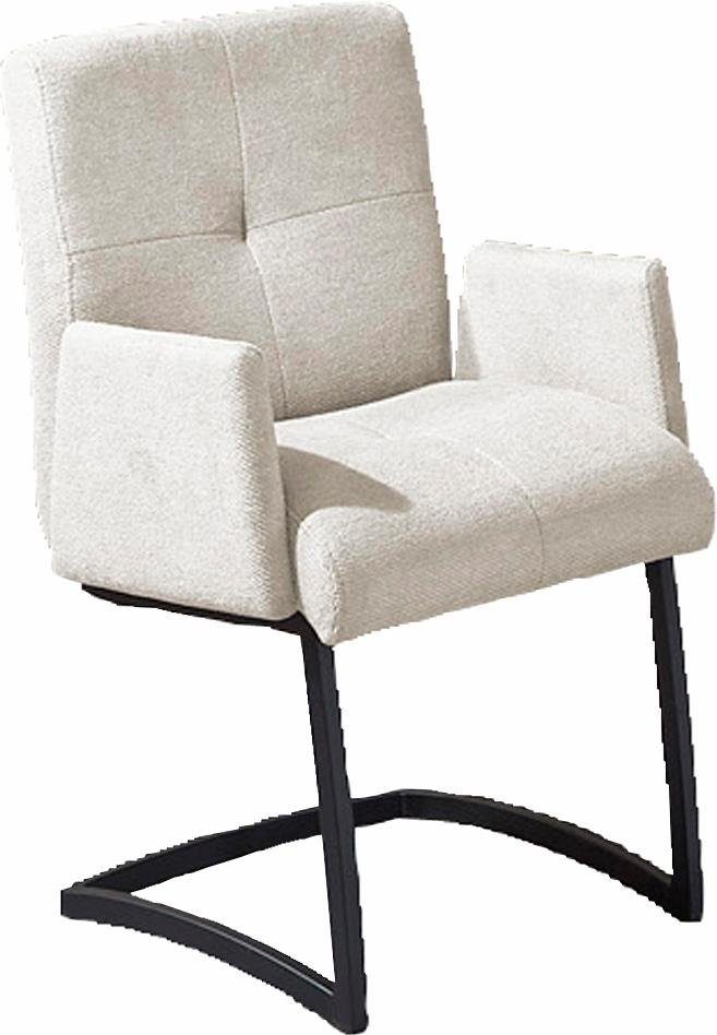 exxpo - sofa fashion Vrijdragende stoel Affogato met comfortabele armleuningen aantrekkelijke kruisnaad in de rugleuning zweefstoelen zilver(kleur)
