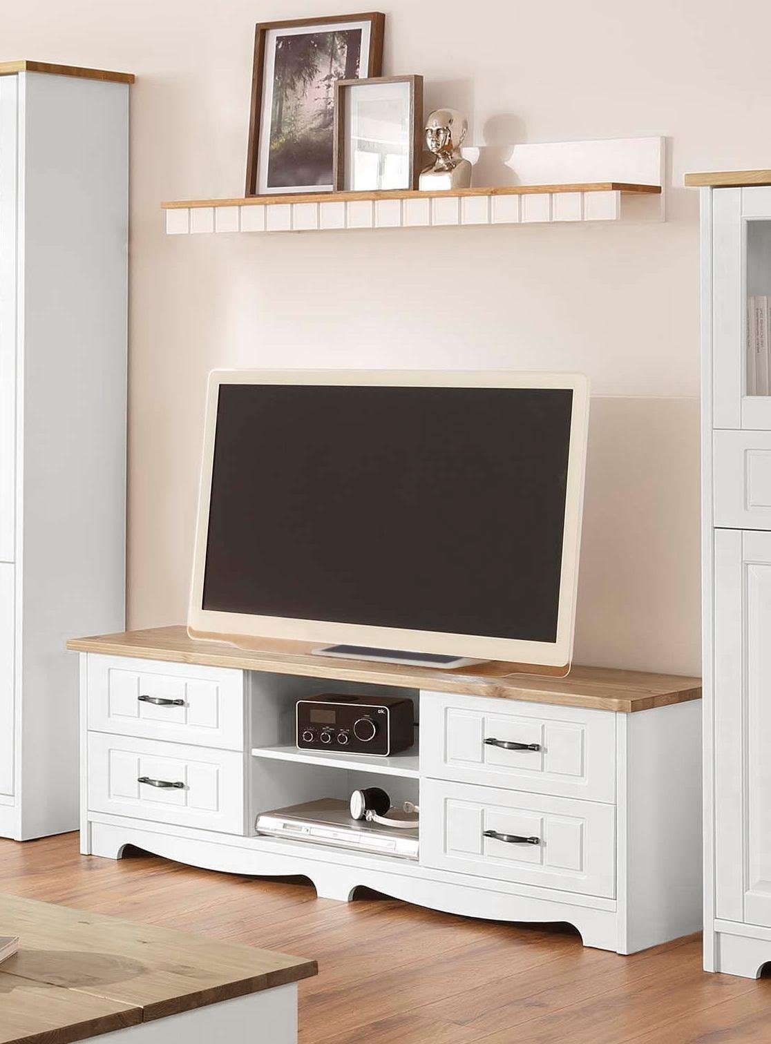 Home affaire Tv-meubel Trinidad Commode, breedte 148 cm, met 4 lades lowboards maat 148x37x51 cm wit