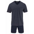 schiesser shortama geruite korte pyjama (set) blauw