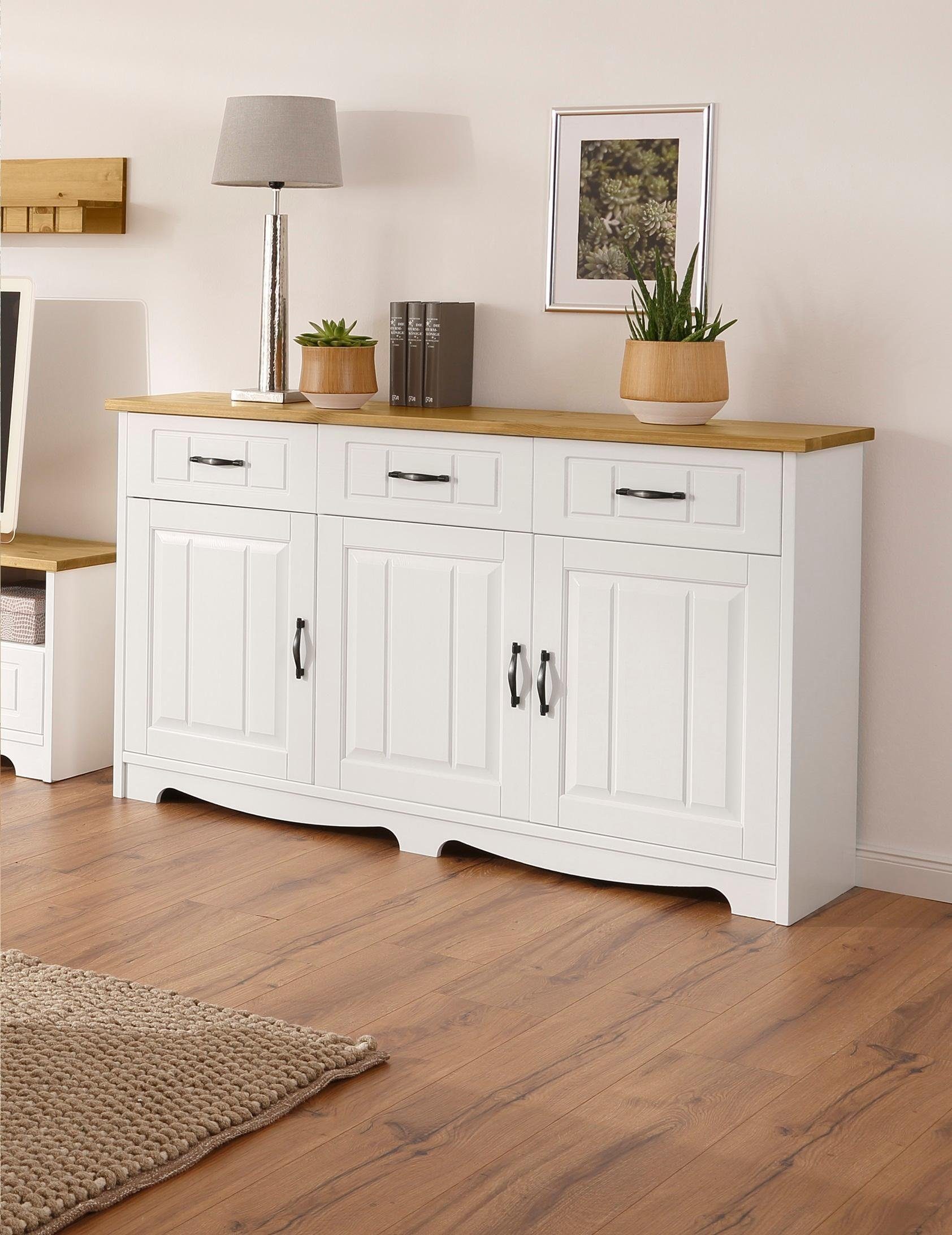 Home affaire Dressoir Trinidad Commode, breedte 148 cm dressoirs maat 148x37x89 cm wit