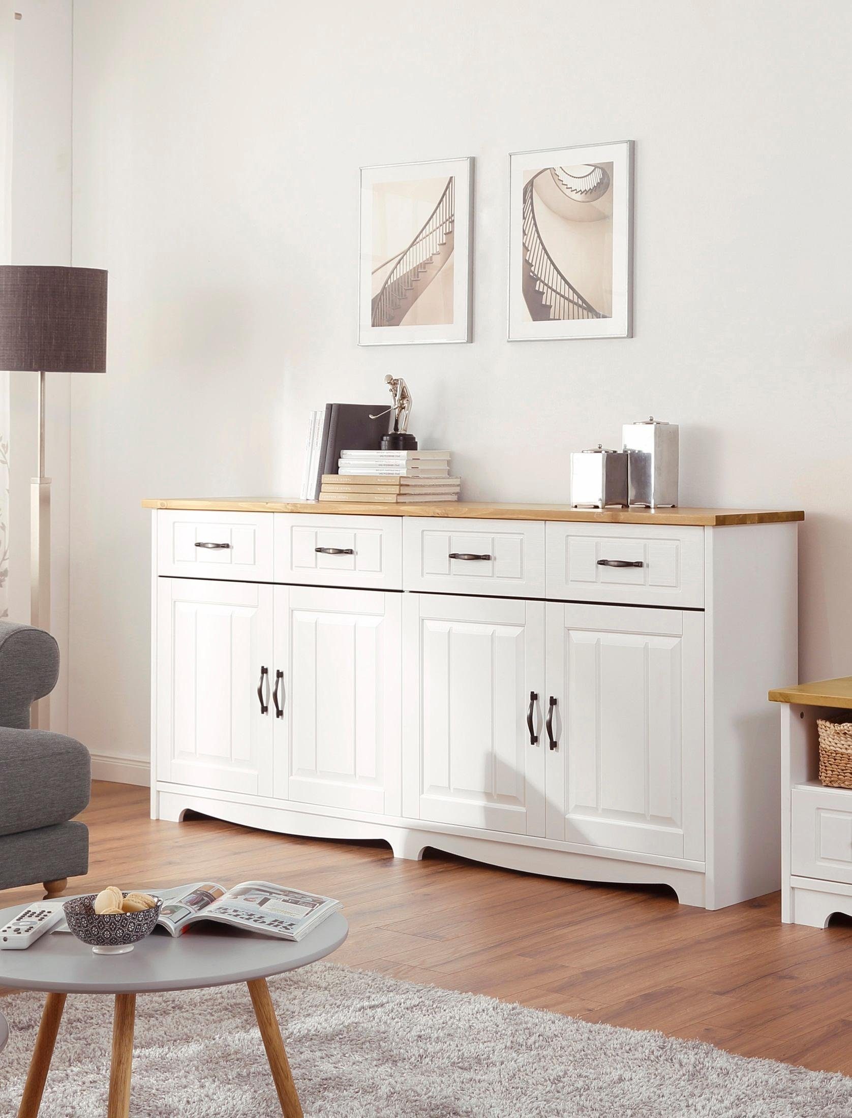 Home affaire Dressoir Trinidad Commode, breedte 194 cm dressoirs maat 194x37x89 cm wit