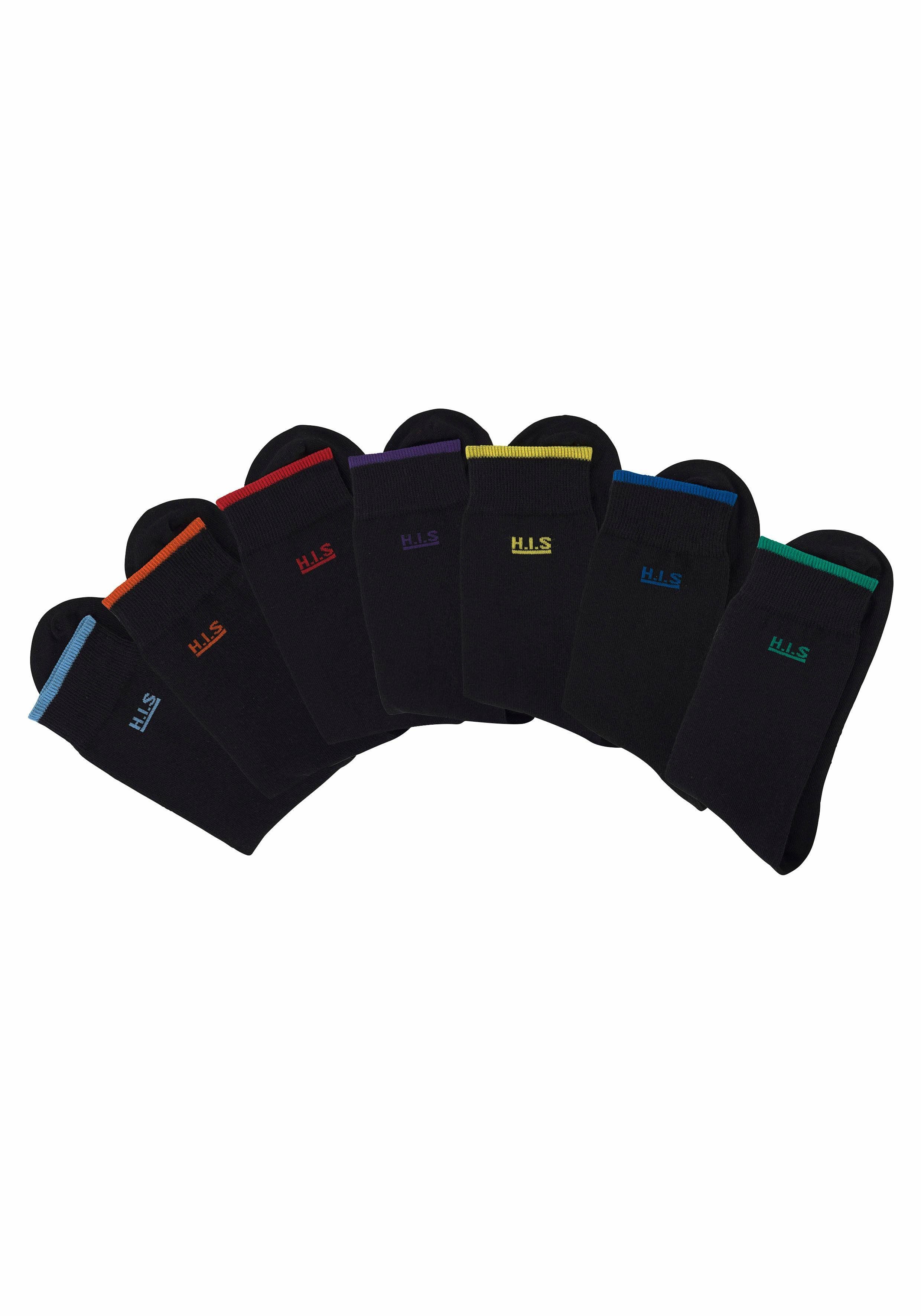 H.I.S Sokken met gekleurde boord (set, 7 paar)
