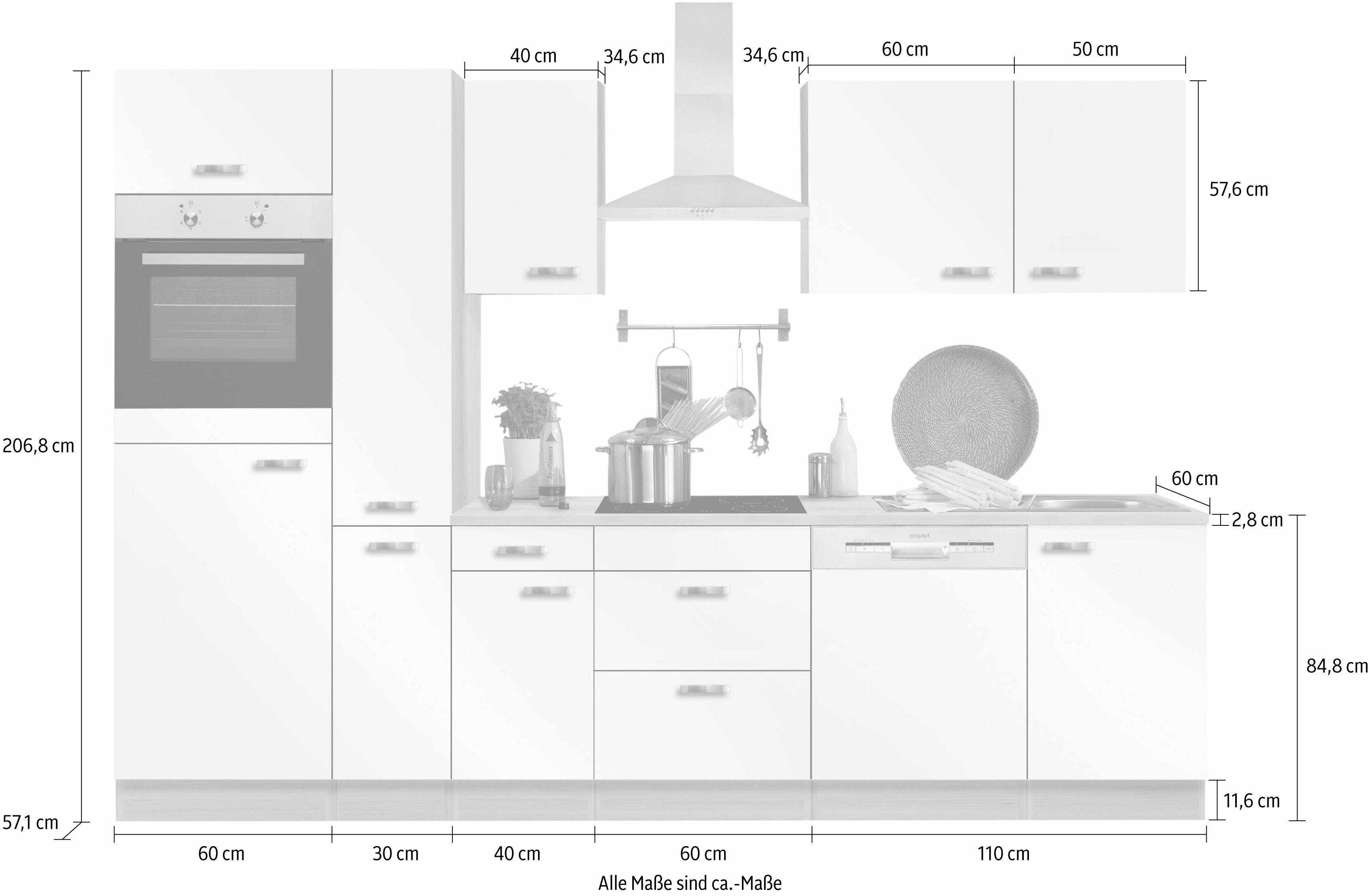 OPTIFIT Keukenblok Faro Breedte 300 cm, optioneel met elektrische apparaten, met apothekerskast