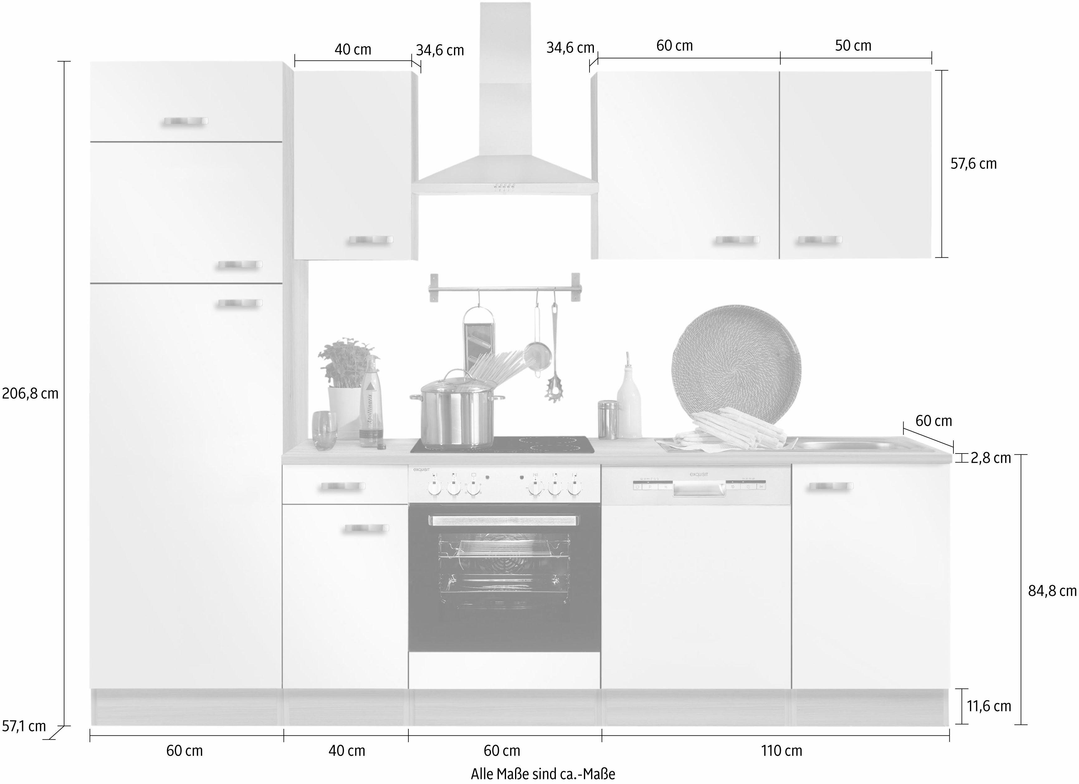 OPTIFIT Keukenblok Faro Breedte 270 cm, optioneel met elektrische apparaten, met werkblad