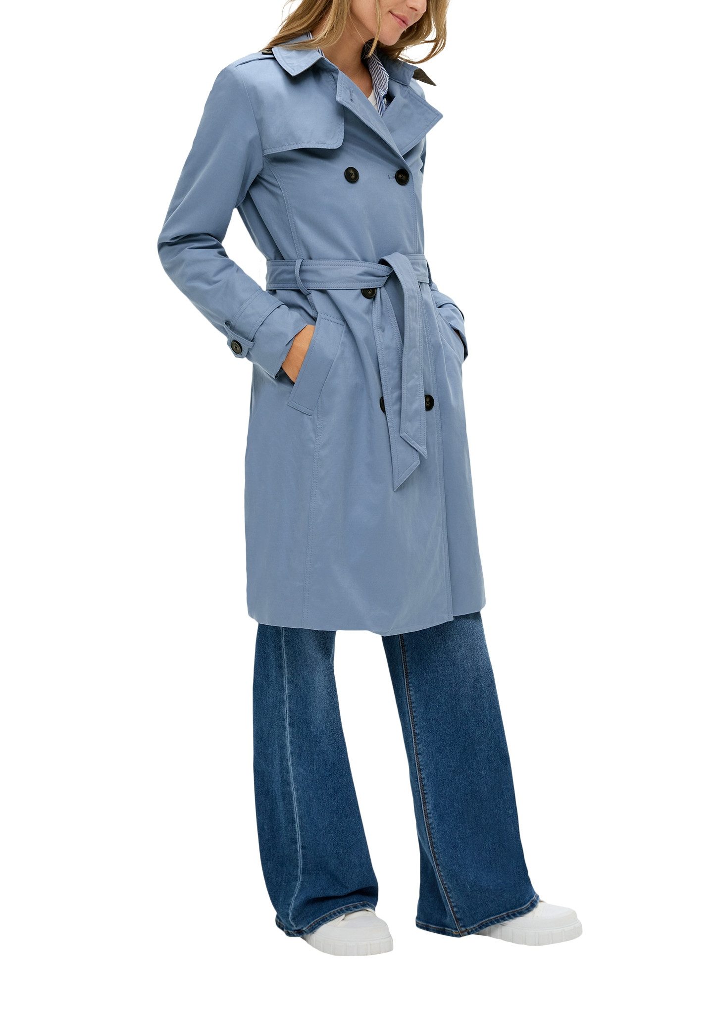 s.Oliver Trenchcoat met knoopsluiting en bindceintuur