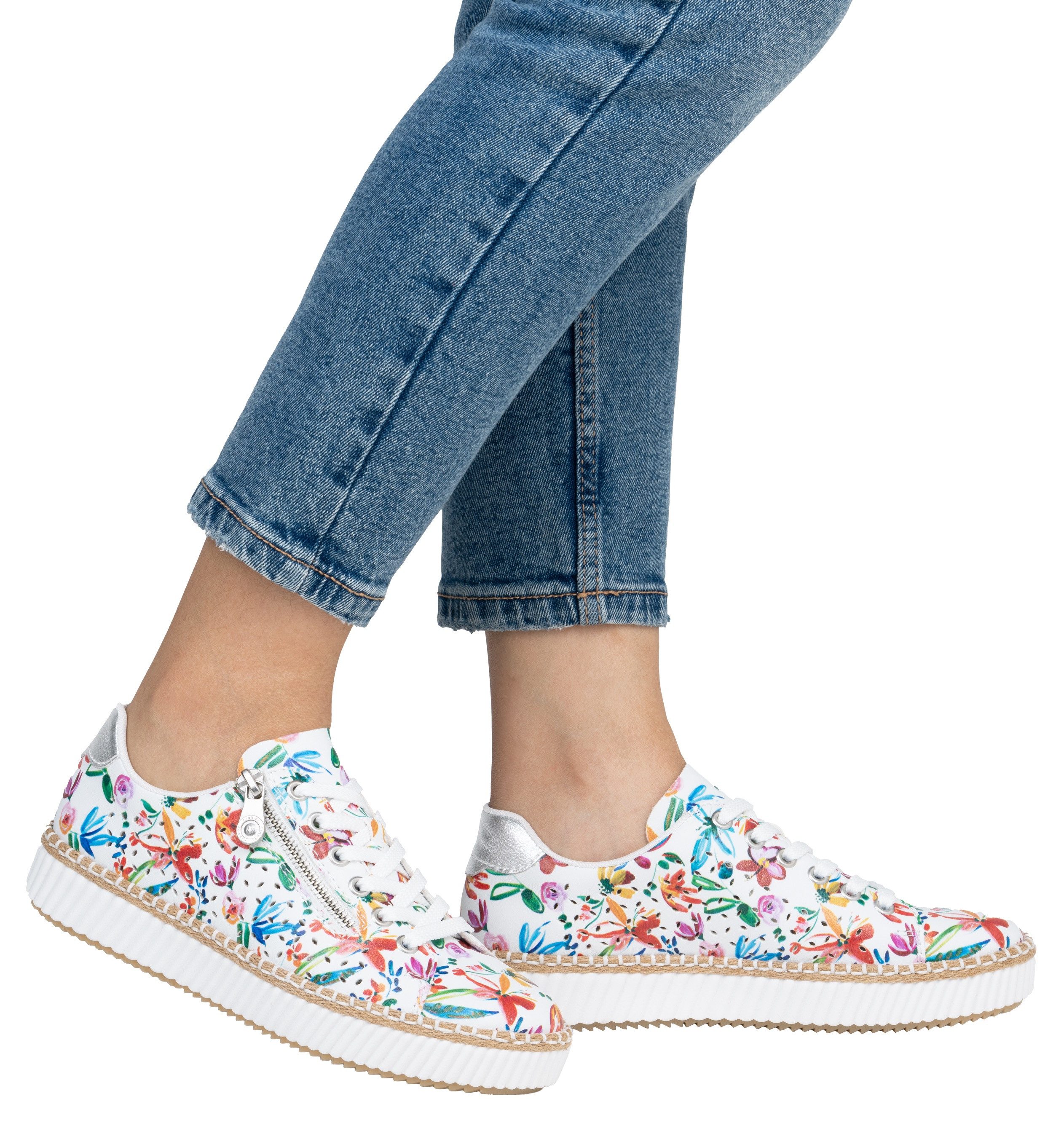 Rieker Plateausneakers , veterschoen, halfschoen, sneaker met zijrits