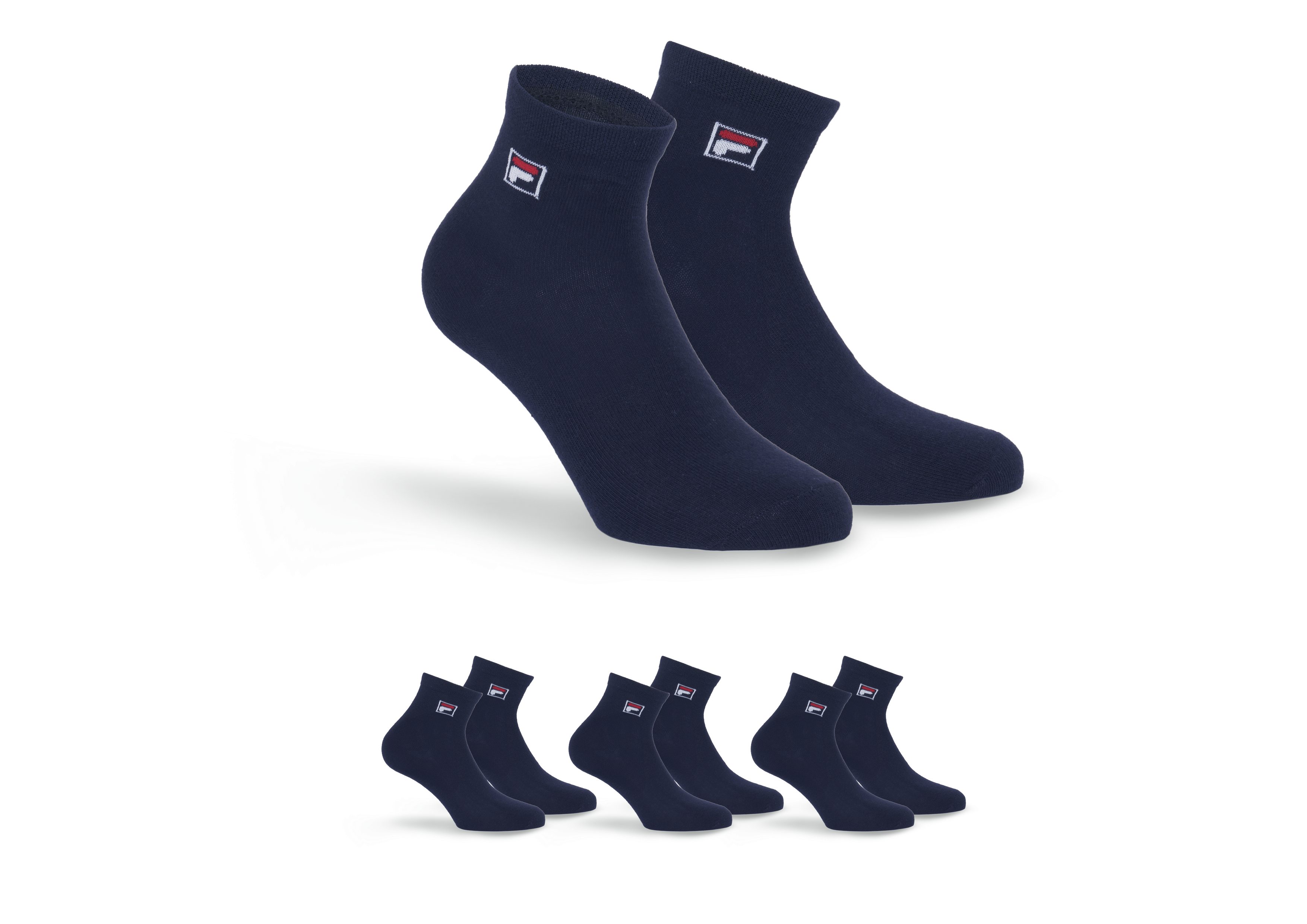 Fila Korte sokken UNISEX QUARTER PLAIN SOCKS (set, 3 paar) unisex sportsokken maat 39-42 blauw