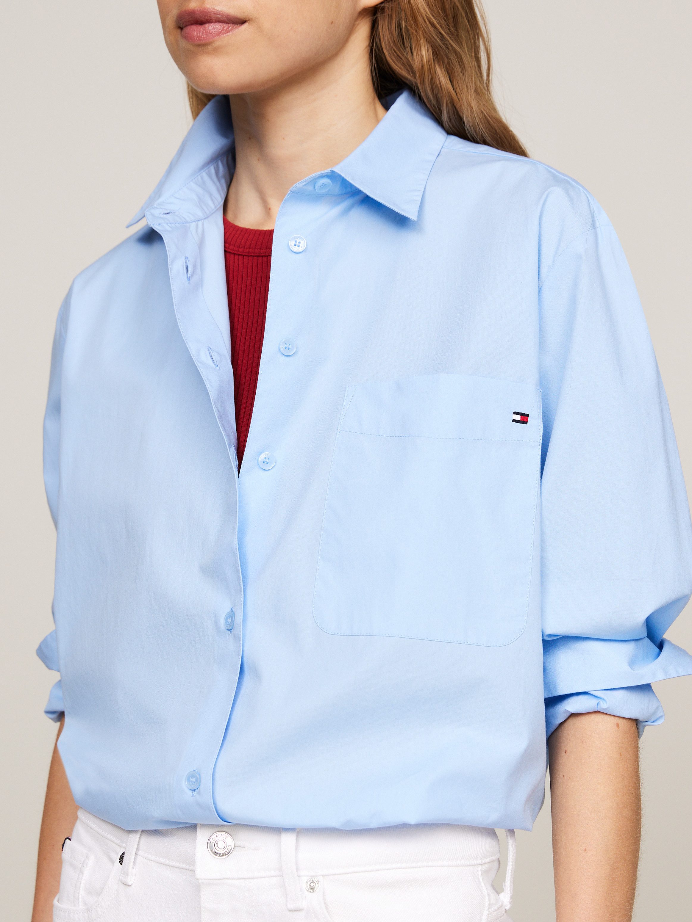 Tommy Hilfiger Overhemdblouse SOLID COTTON EASY FIT SHIRT