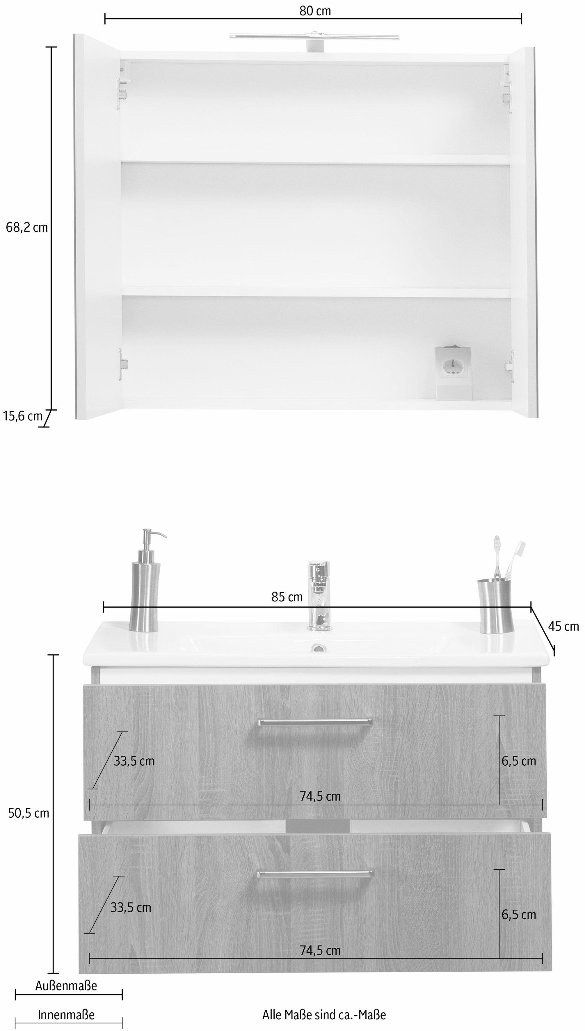 OPTIFIT Badkamerserie Napoli met soft-closefunctie, breedte 85 cm (set)