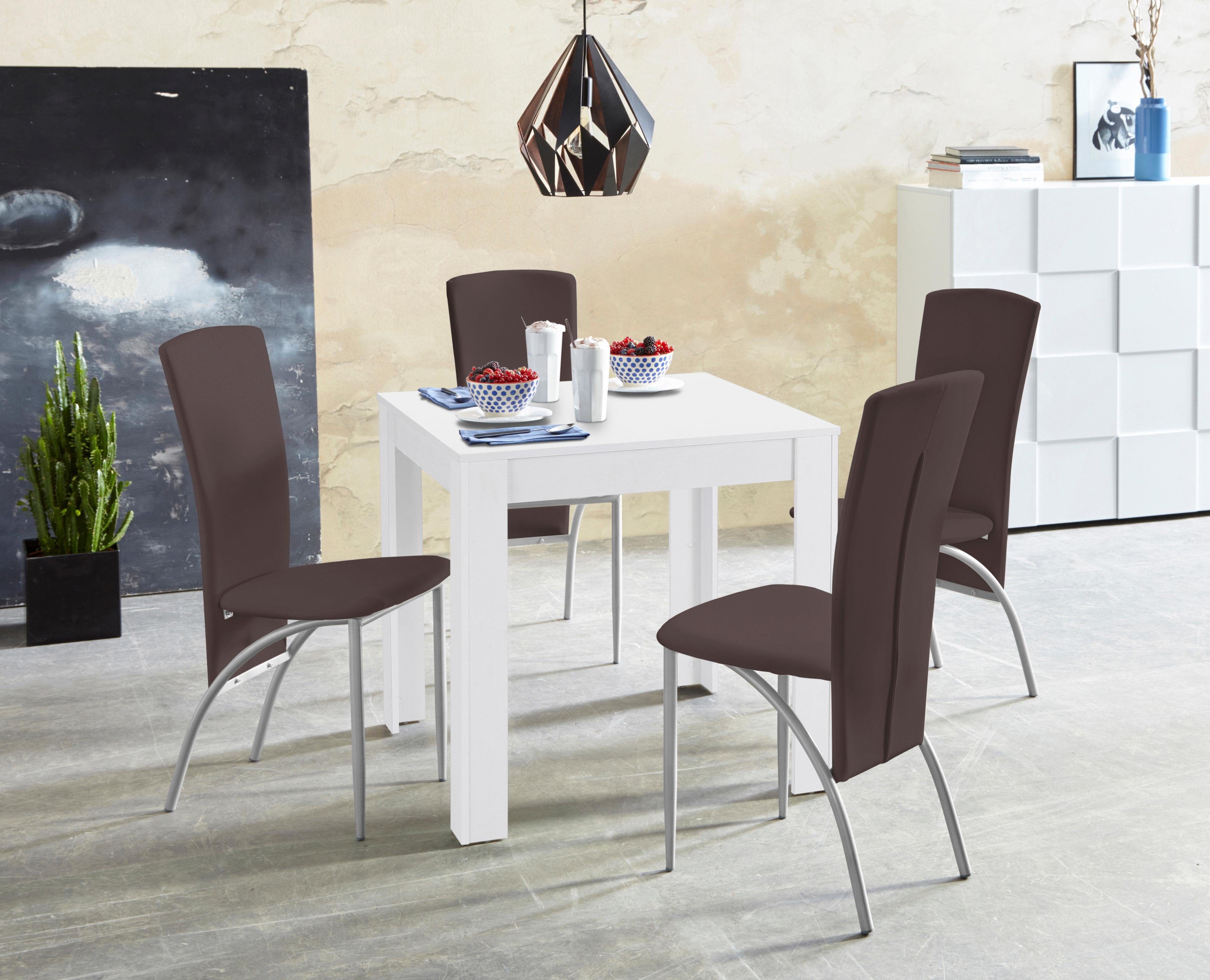 INOSIGN Eethoek LynnNico Tafelbreedte 80 cm, Belastbaarheid 120 KG (set, 5-delig) eethoeken bruin